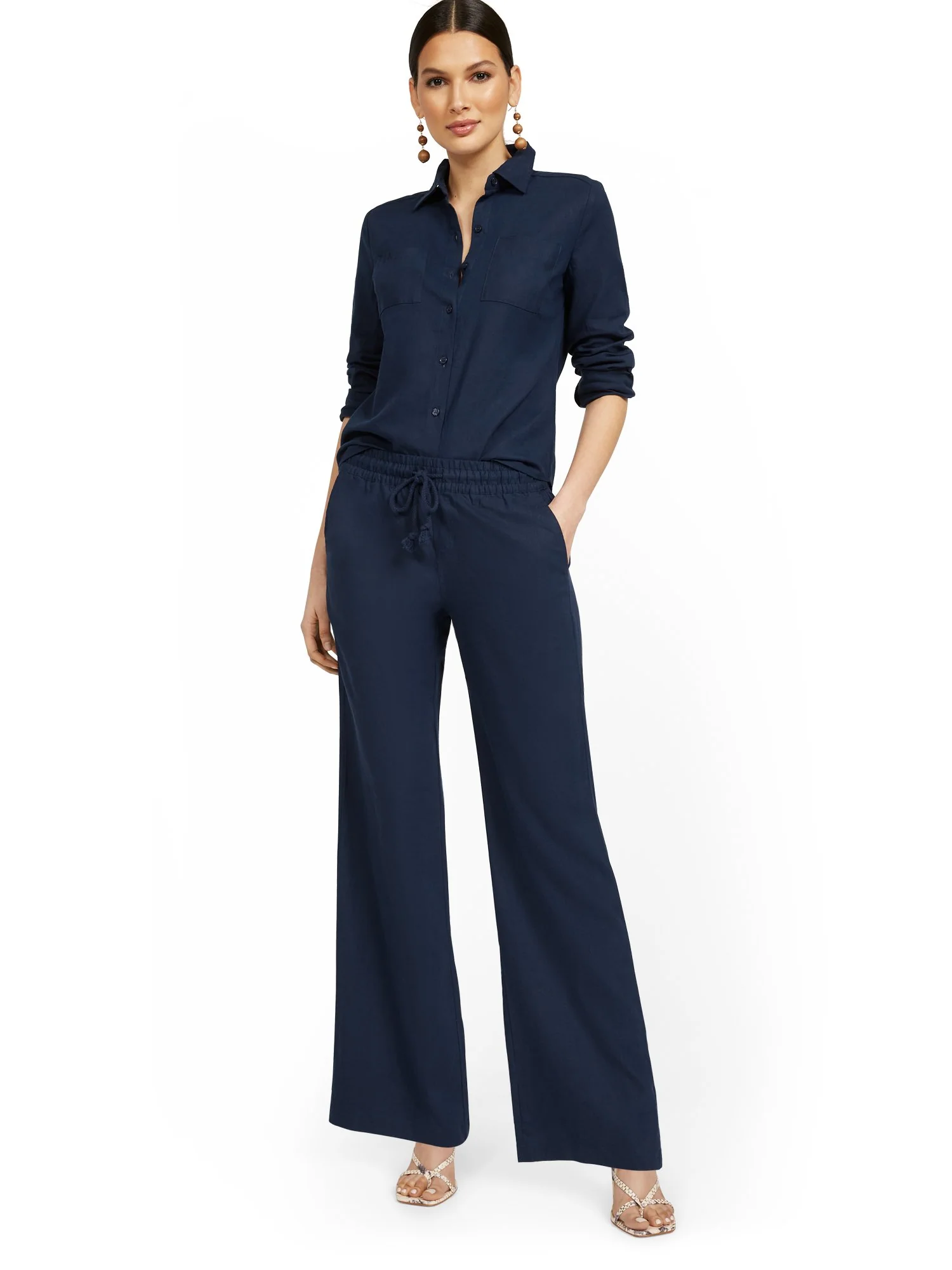 Petite Linen-Blend High-Waisted Drawstring Pant - Image 6