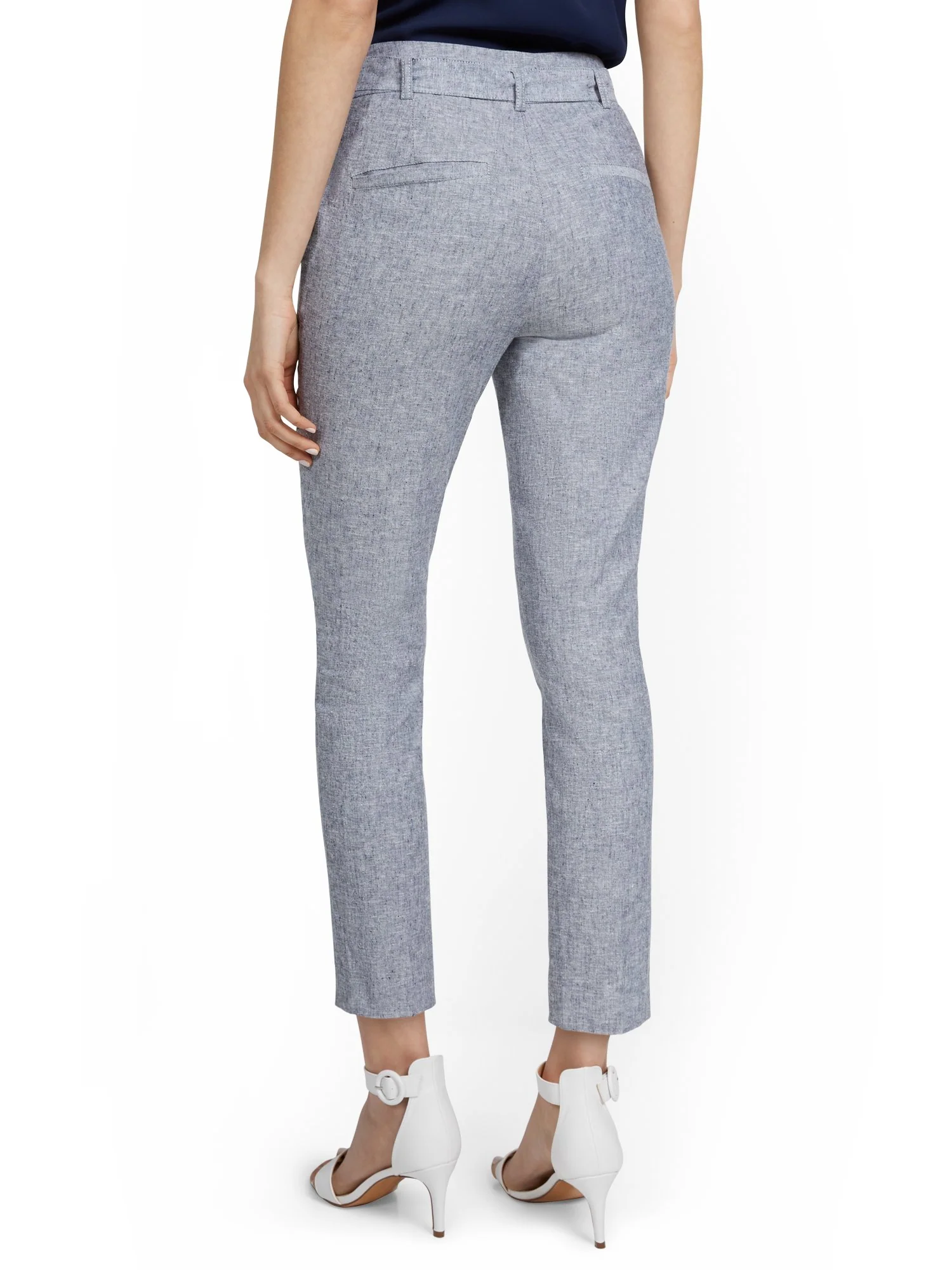 Petite Linen-Blend High-Waisted O-Ring Belt Ankle Pant - Image 6