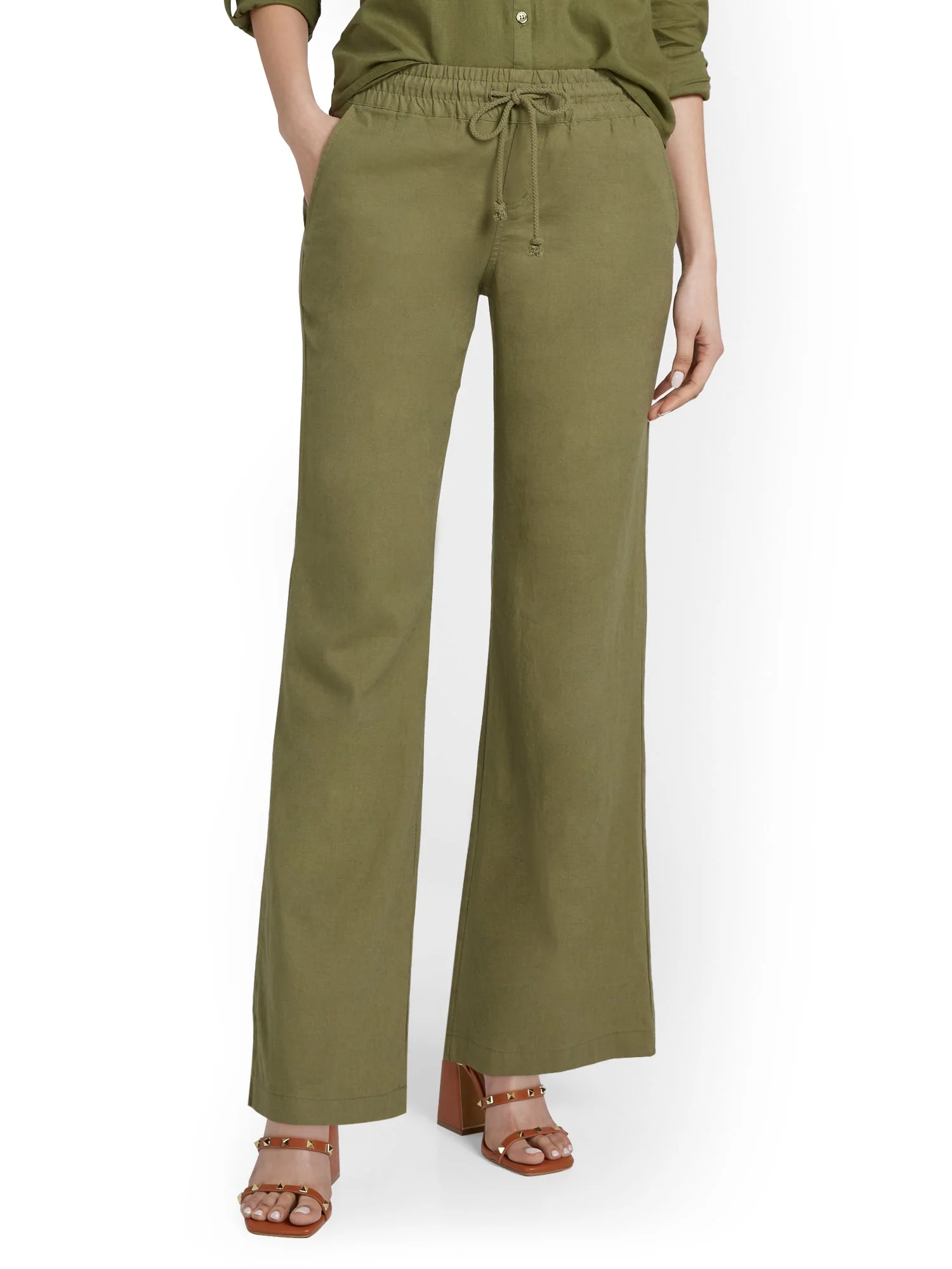 Petite Linen-Blend Tie-Waist Wide-Leg Pant - Image 10
