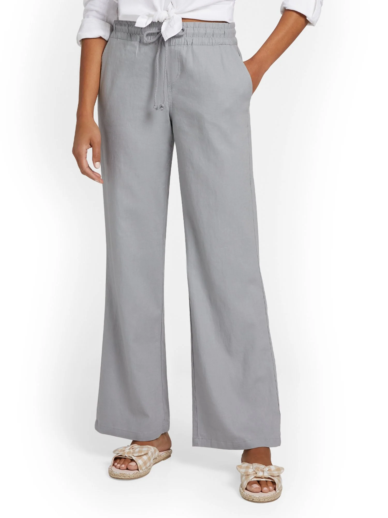 Petite Linen-Blend Tie-Waist Wide-Leg Pant - Image 13