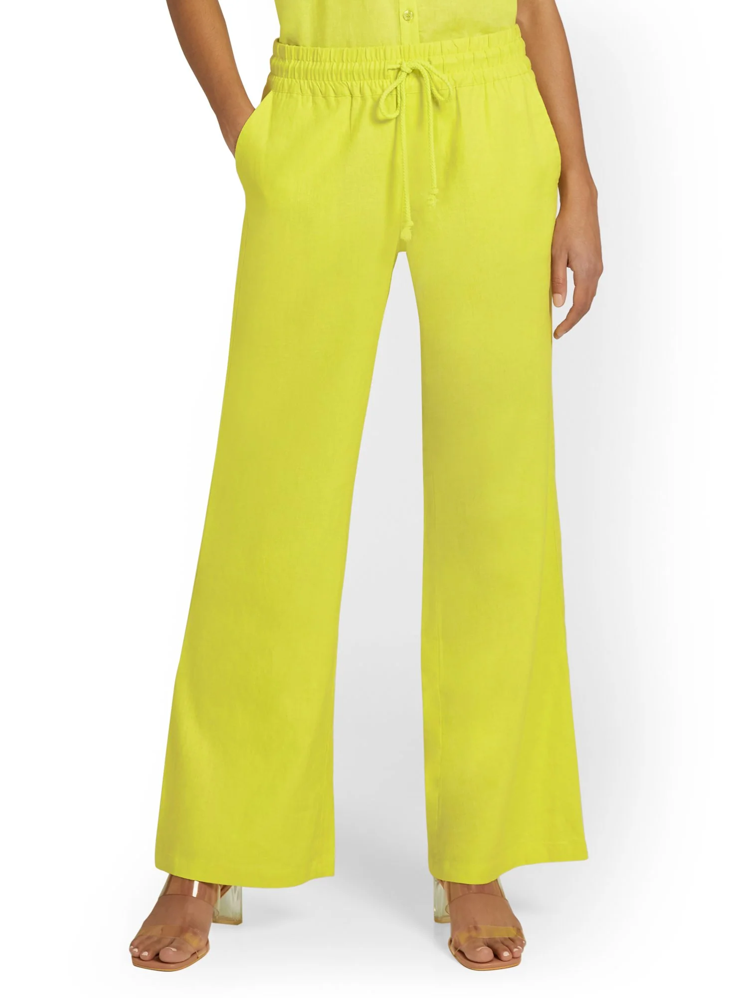 Petite Linen-Blend Tie-Waist Wide-Leg Pant - Image 19