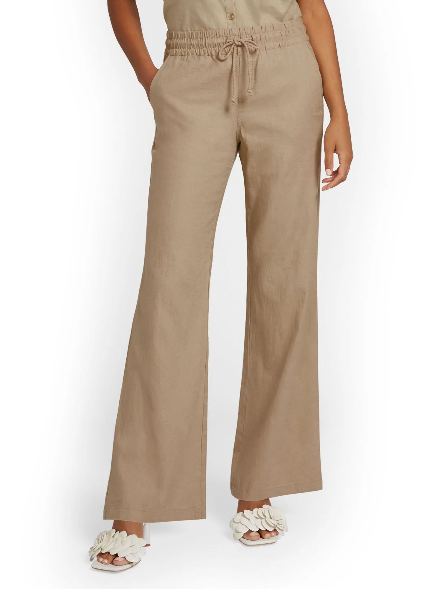 Petite Linen-Blend Tie-Waist Wide-Leg Pant - Image 26