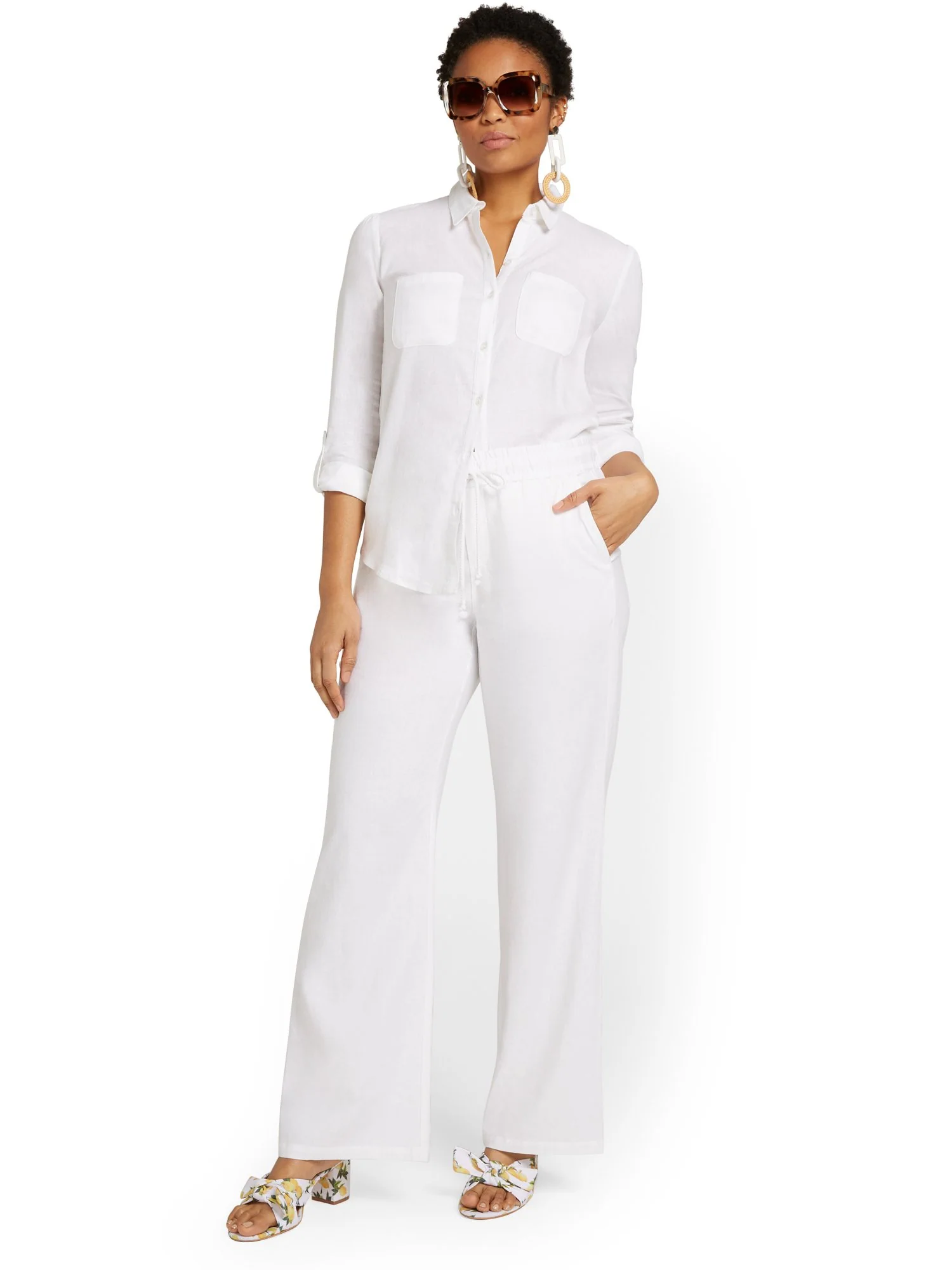 Petite Linen-Blend Tie-Waist Wide-Leg Pant - Image 3