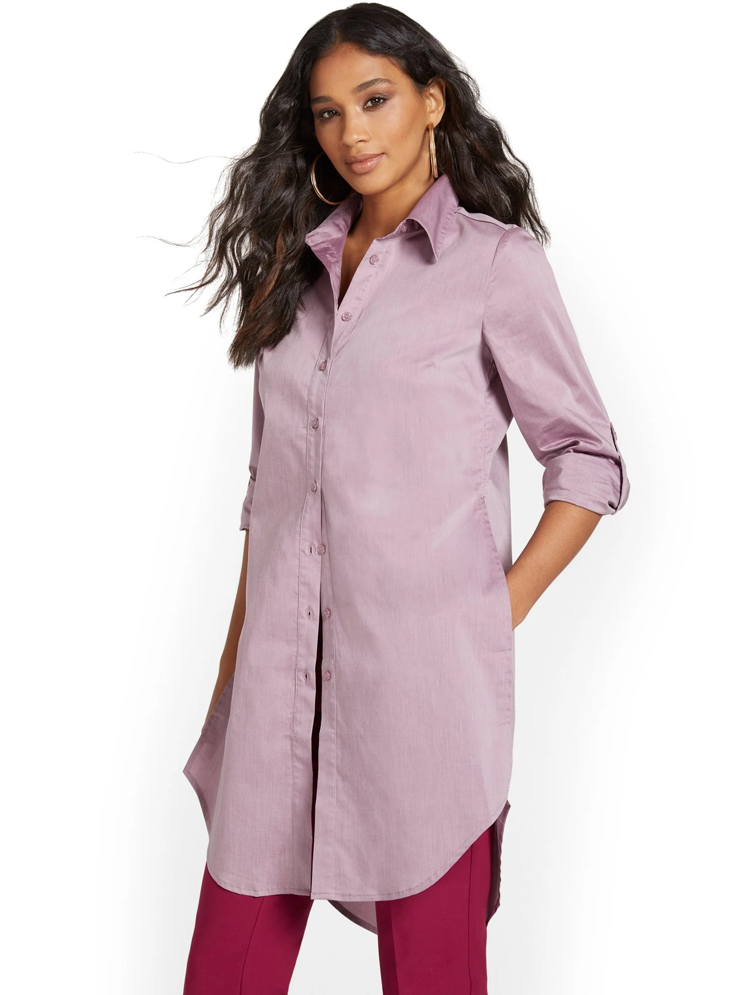 Petite Madison Poplin Tunic Shirt - Image 14