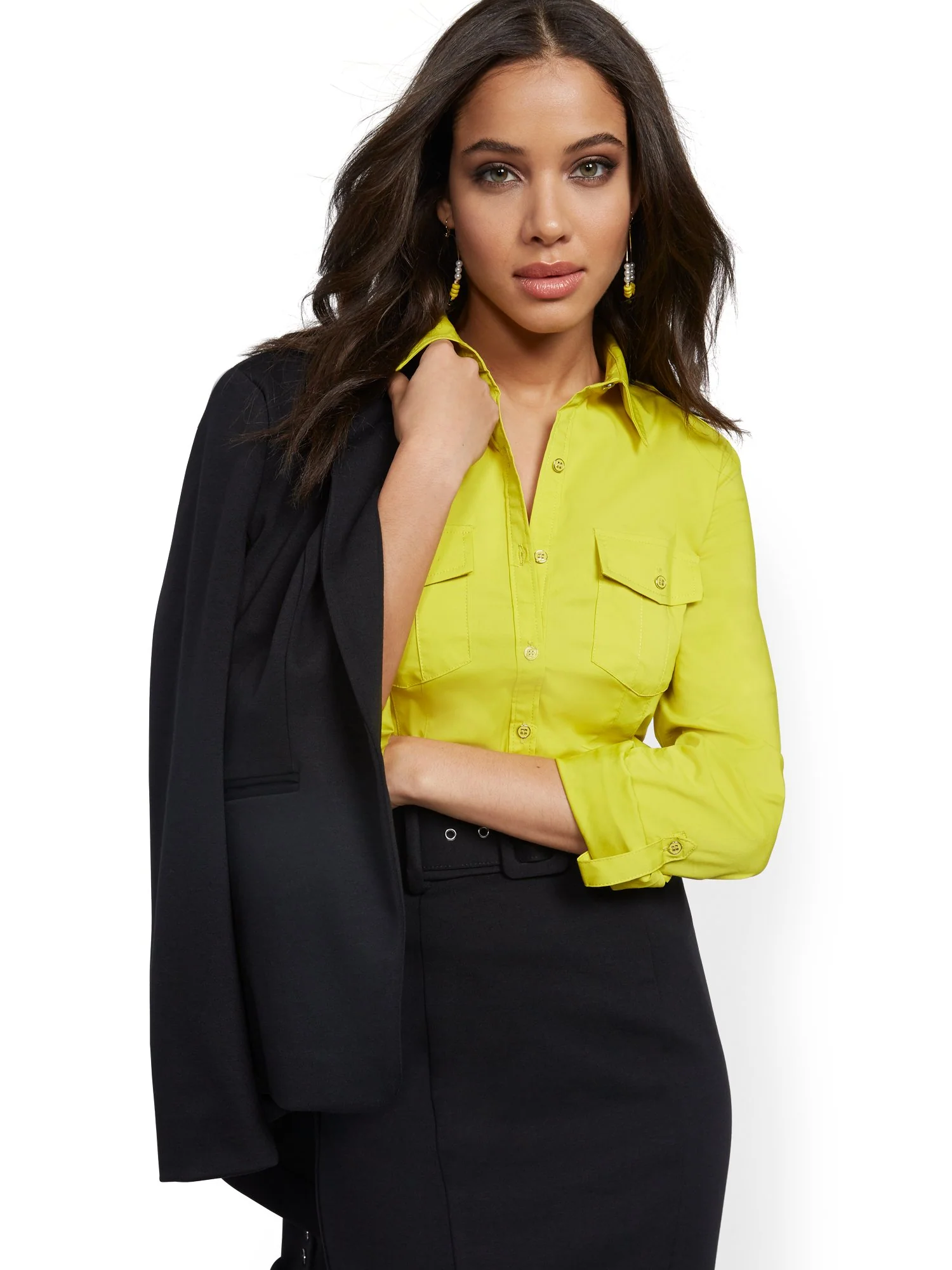 Petite Madison Stretch Shirt - Secret Snap - 7th Avenue - Image 2