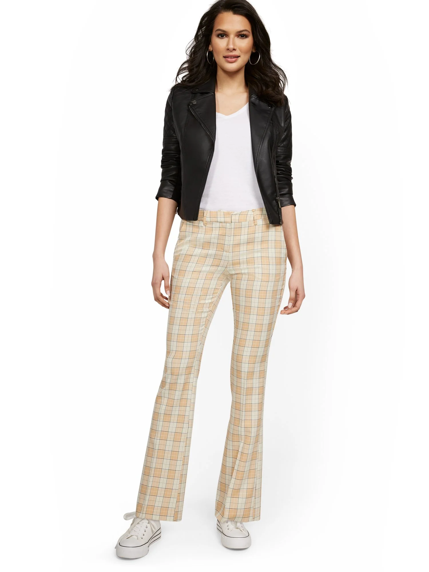 Petite Mid-Rise Modern Bootcut Pant - Plaid - Image 4