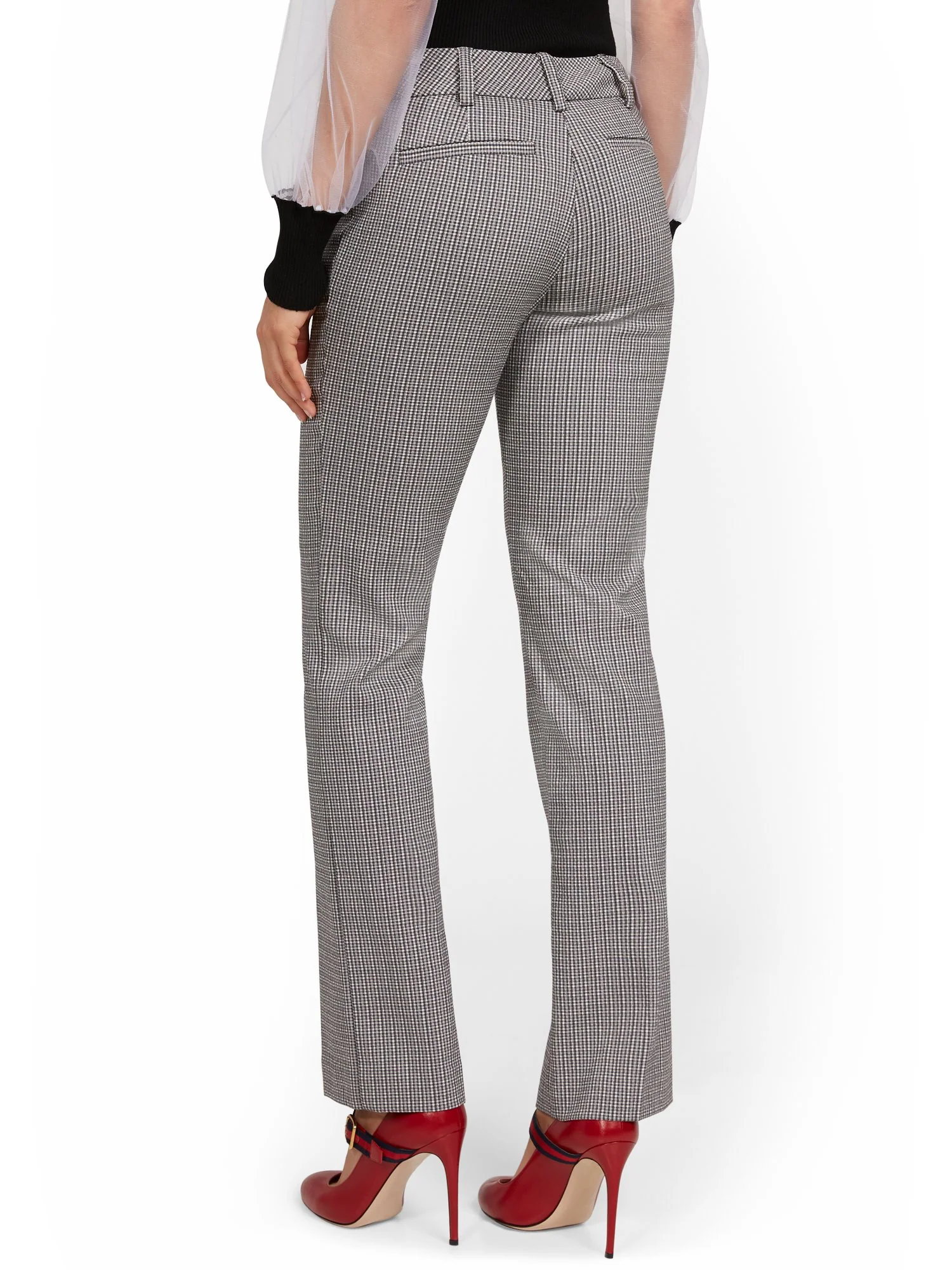 Petite Mid-Rise Straight-Leg Check Pant - Image 3