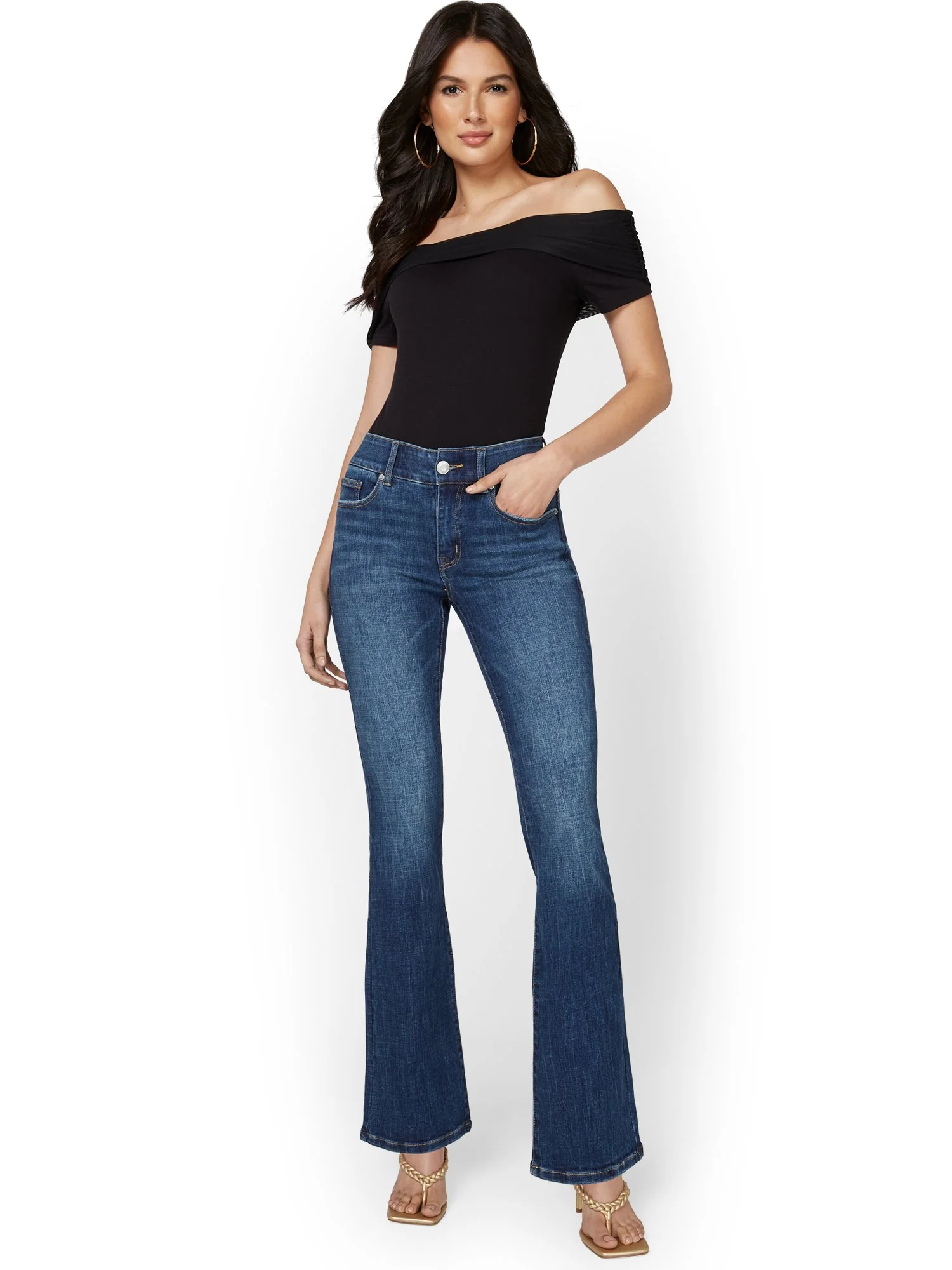 Petite Mya Curvy High-Waisted Bootcut Jeans - Medium Wash - Image 6