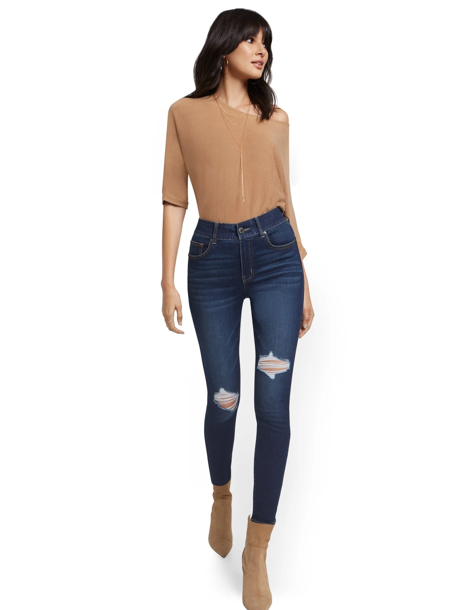 Petite Mya Curvy High-Waisted Sculpting No Gap Super-Skinny Ankle Jeans - Image 3