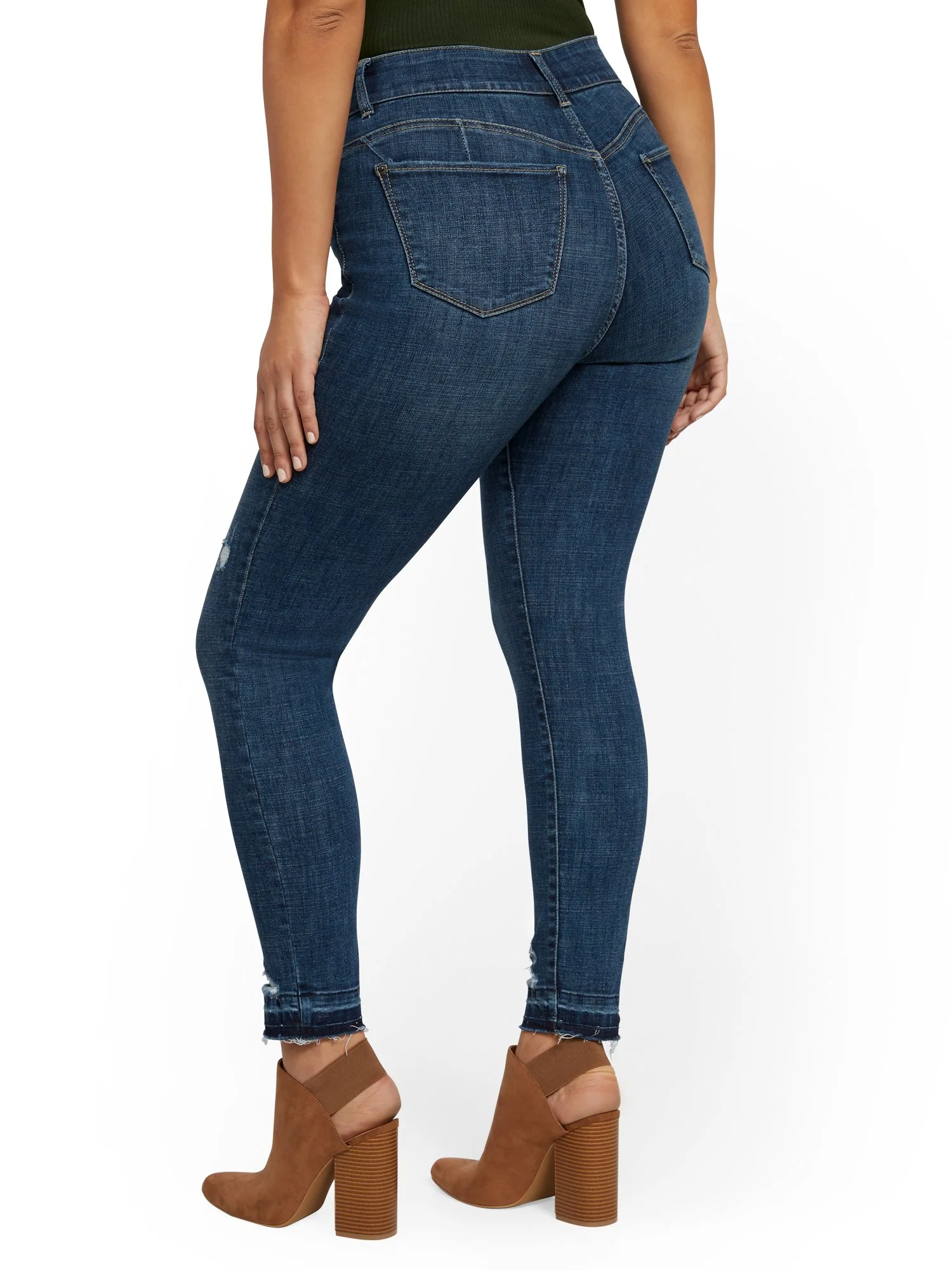 Petite Mya Curvy High-Waisted Sculpting No Gap Super-Skinny Ankle Jeans - Chameleon Blue - Image 3