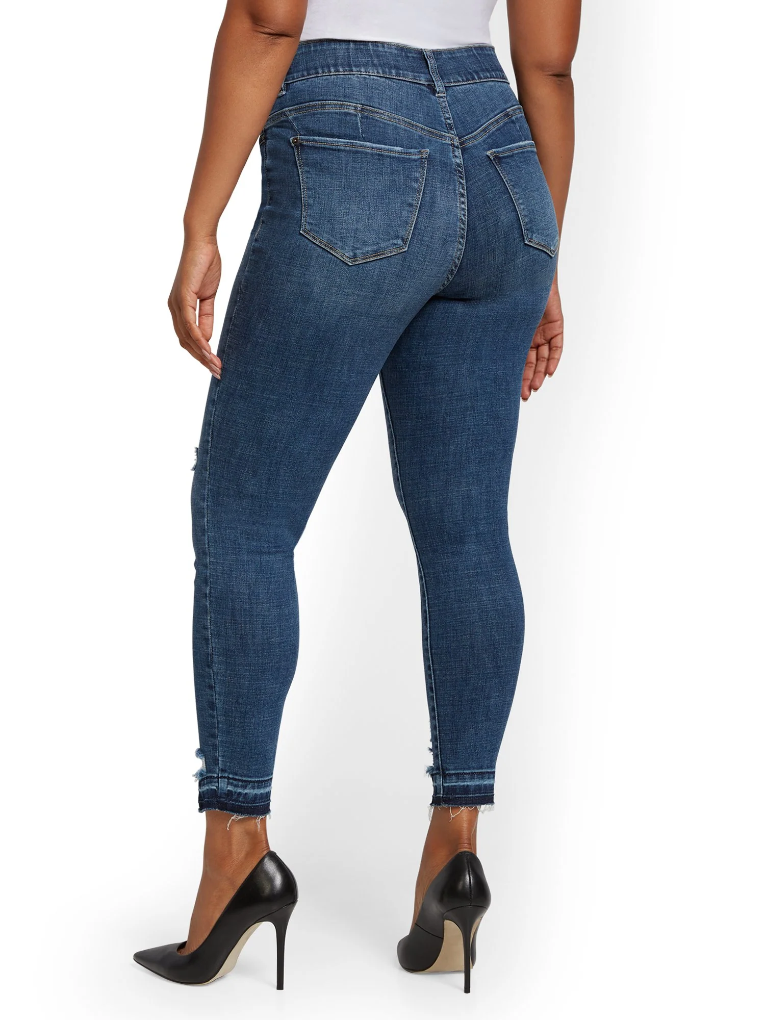 Petite Mya Curvy High-Waisted Sculpting No Gap Super-Skinny Ankle Jeans - Chameleon Blue - Image 7