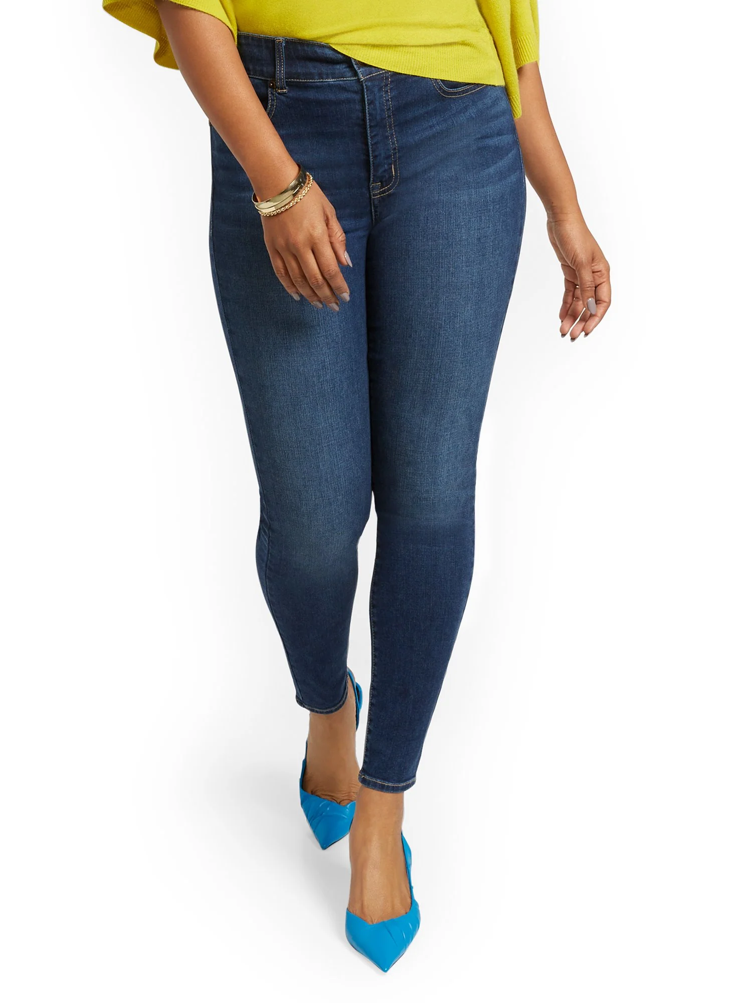 Petite Mya Curvy High-Waisted Sculpting No Gap Super-Skinny Ankle Jeans - Foxy Blue