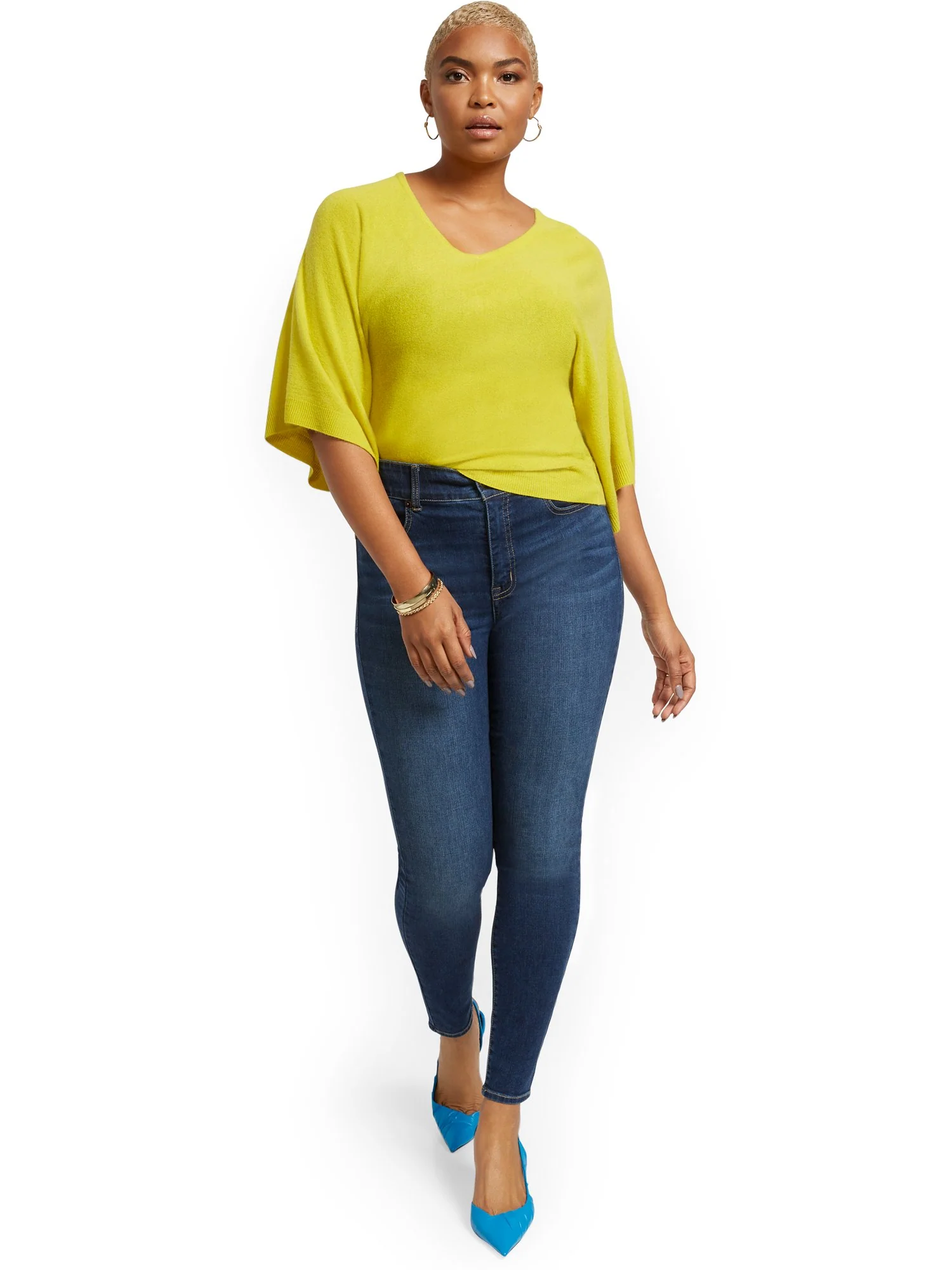 Petite Mya Curvy High-Waisted Sculpting No Gap Super-Skinny Ankle Jeans - Foxy Blue - Image 4