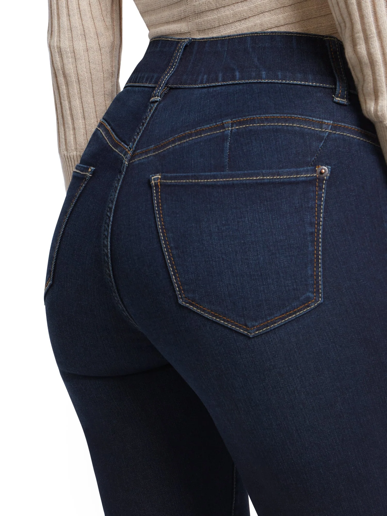 Petite Mya Curvy High-Waisted Sculpting No Gap Super-Skinny Ankle Jeans - Moonlight Blue - Image 4