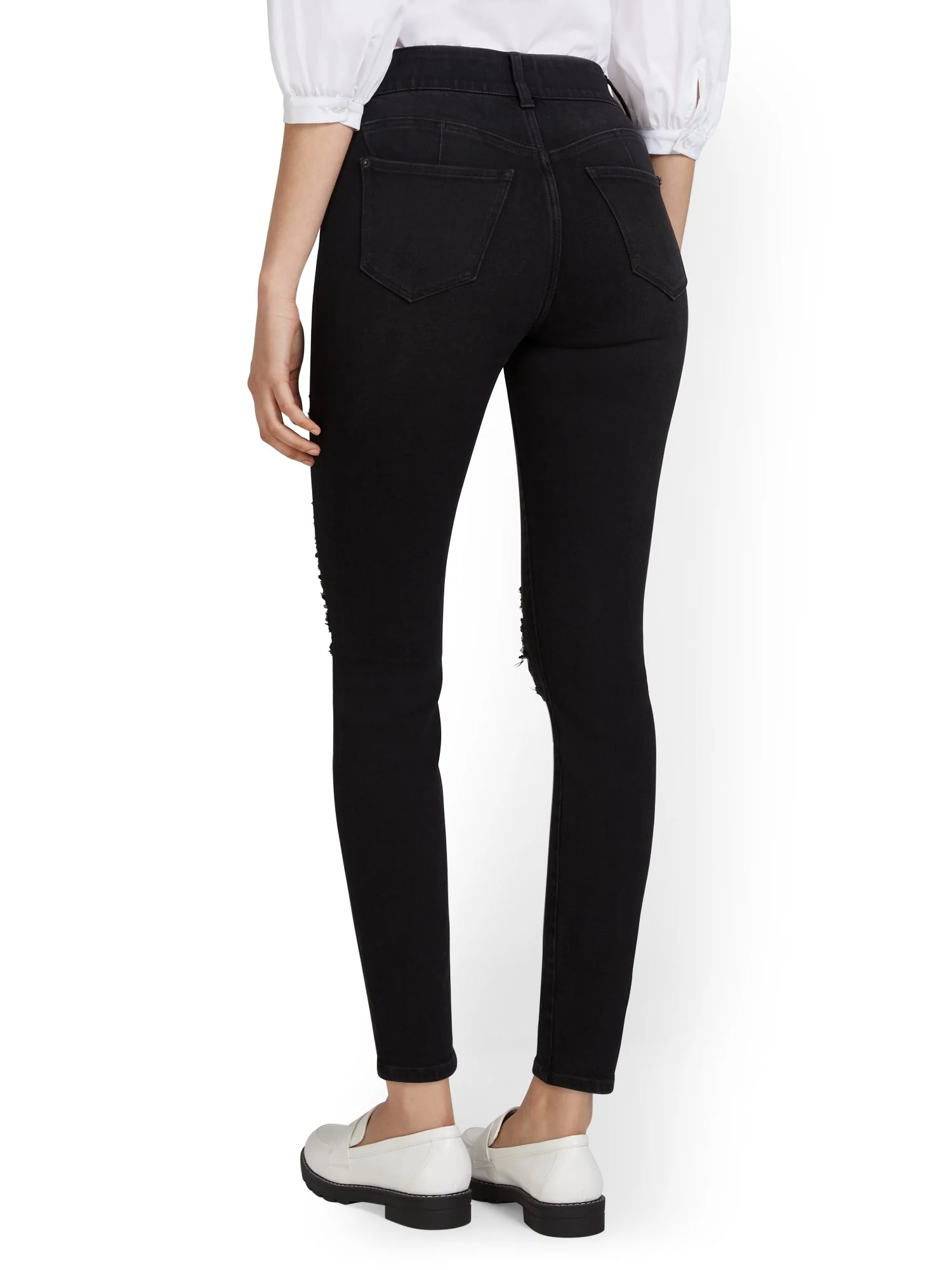 Petite Mya Curvy High-Waisted Super-Skinny Jeans - Black - Image 3