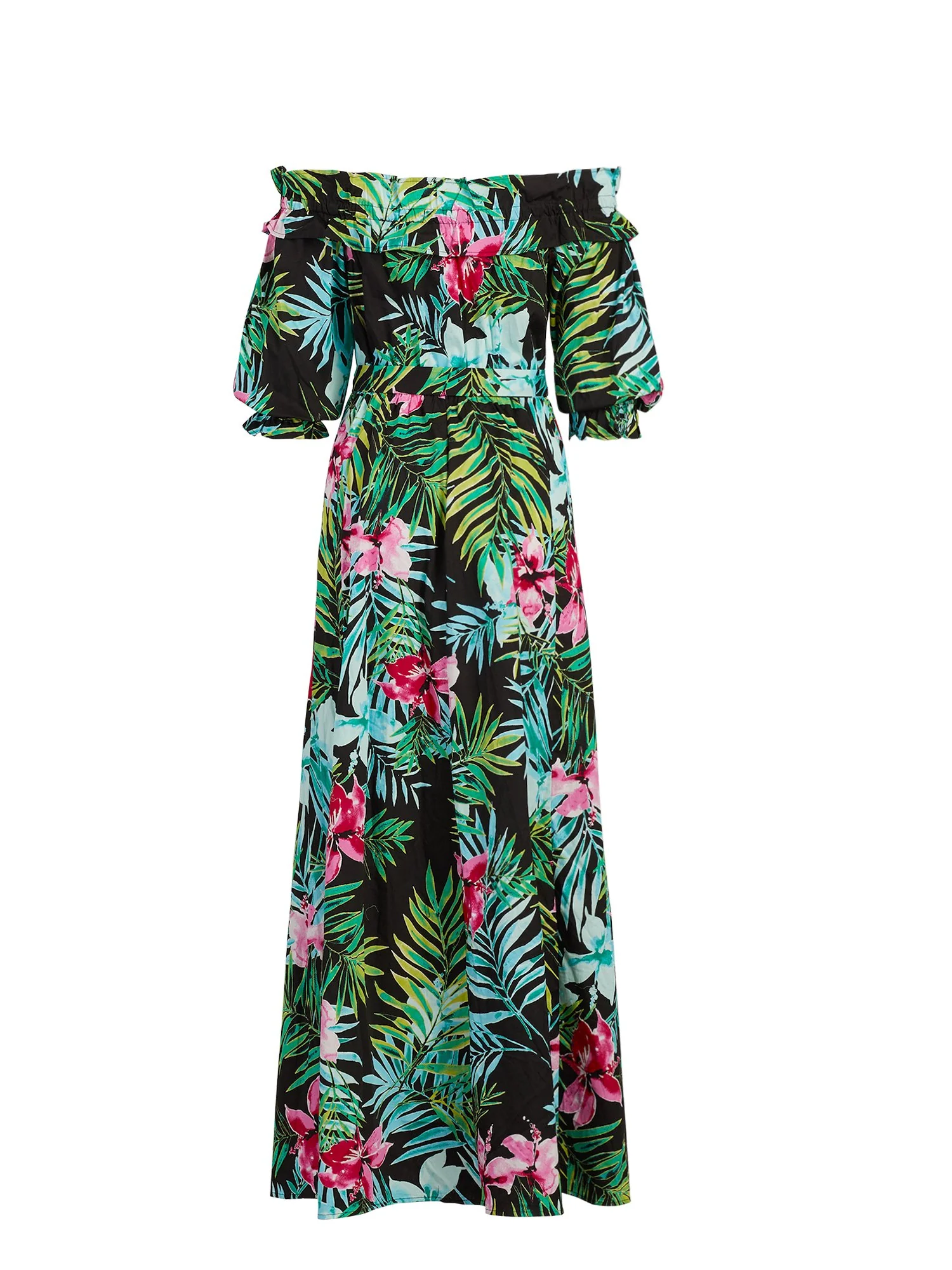 Petite Off-The-Shoulder Poplin Maxi Dress - Image 3