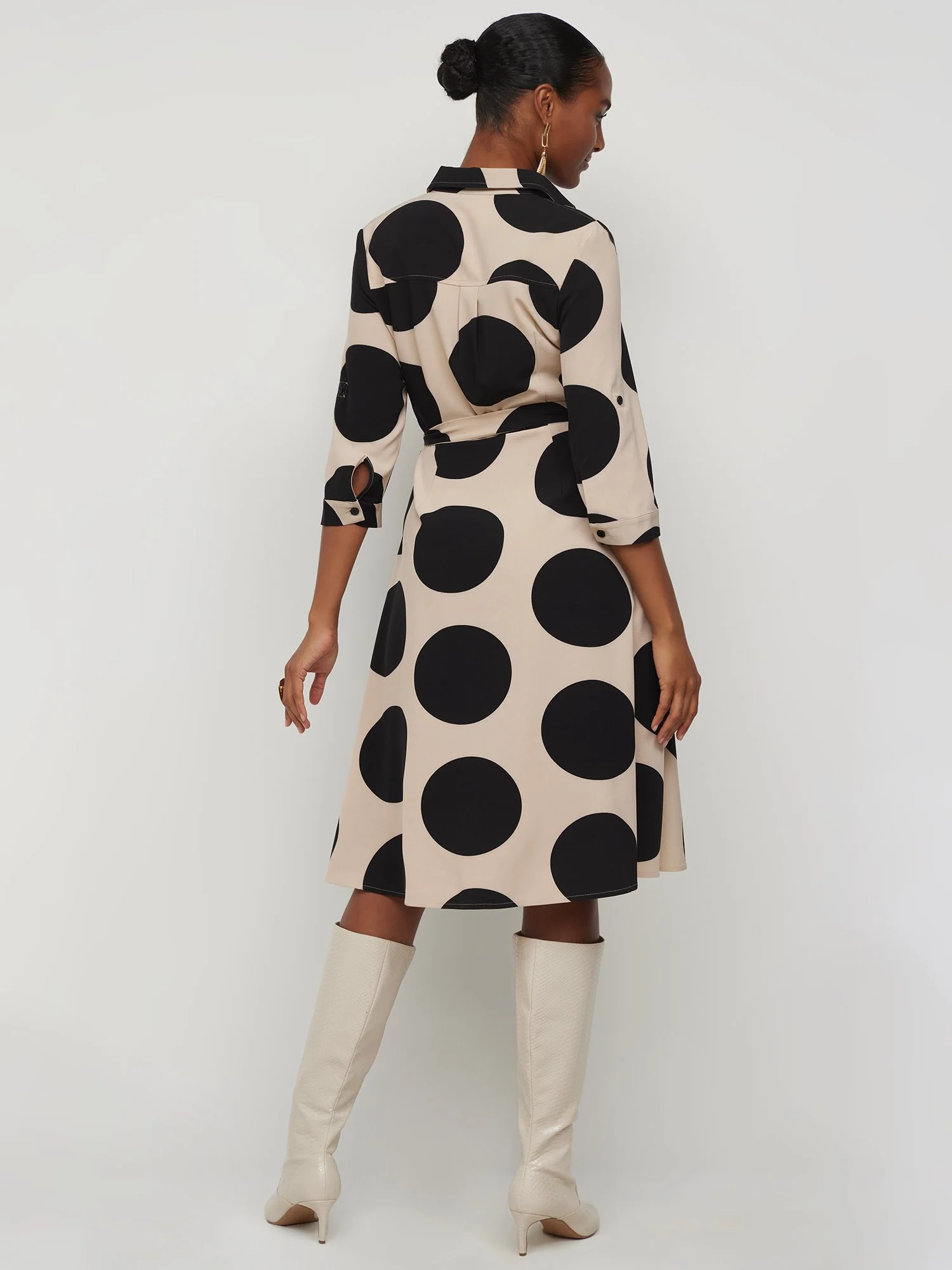 Petite Oversized Polka-Dot Button-Front Shirtdress - Image 2