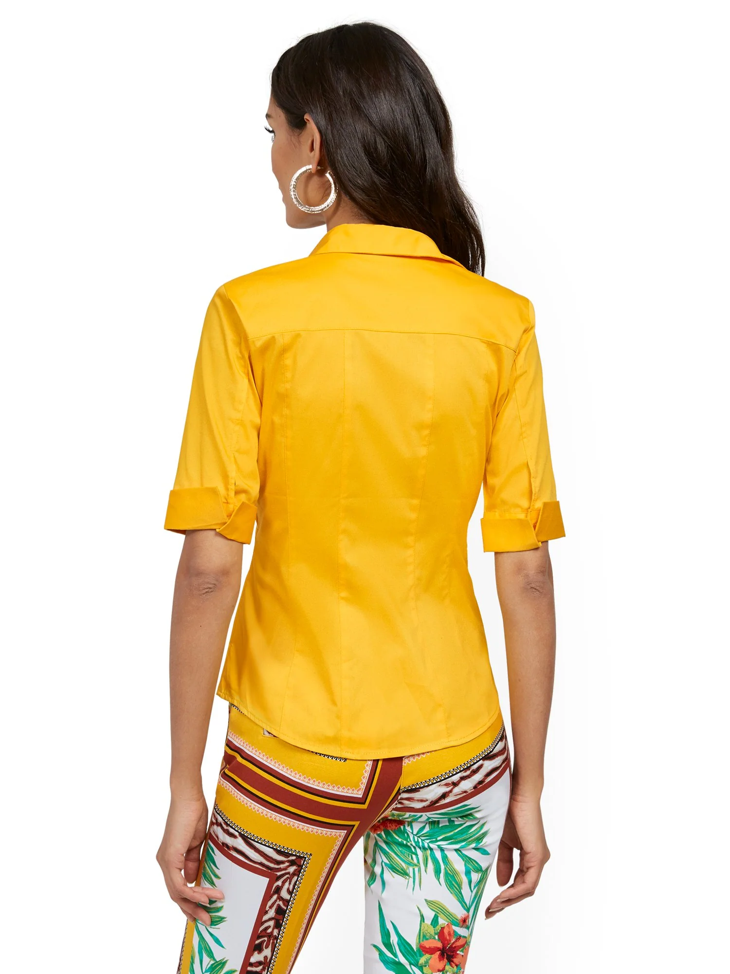 Petite Piped Madison Stretch Shirt - Secret Snap - 7th Avenue - Image 11