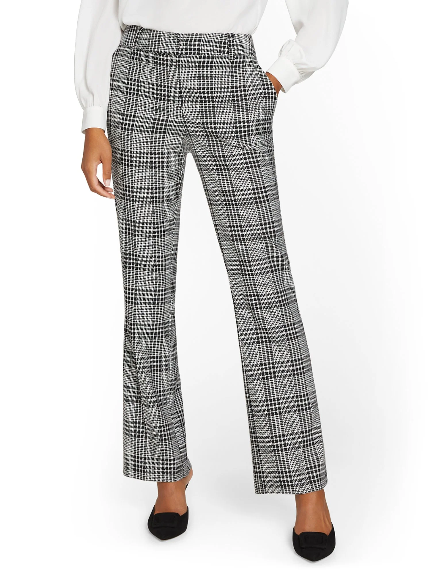 Petite Plaid Mid-Rise Modern Bootcut Pant - Image 2