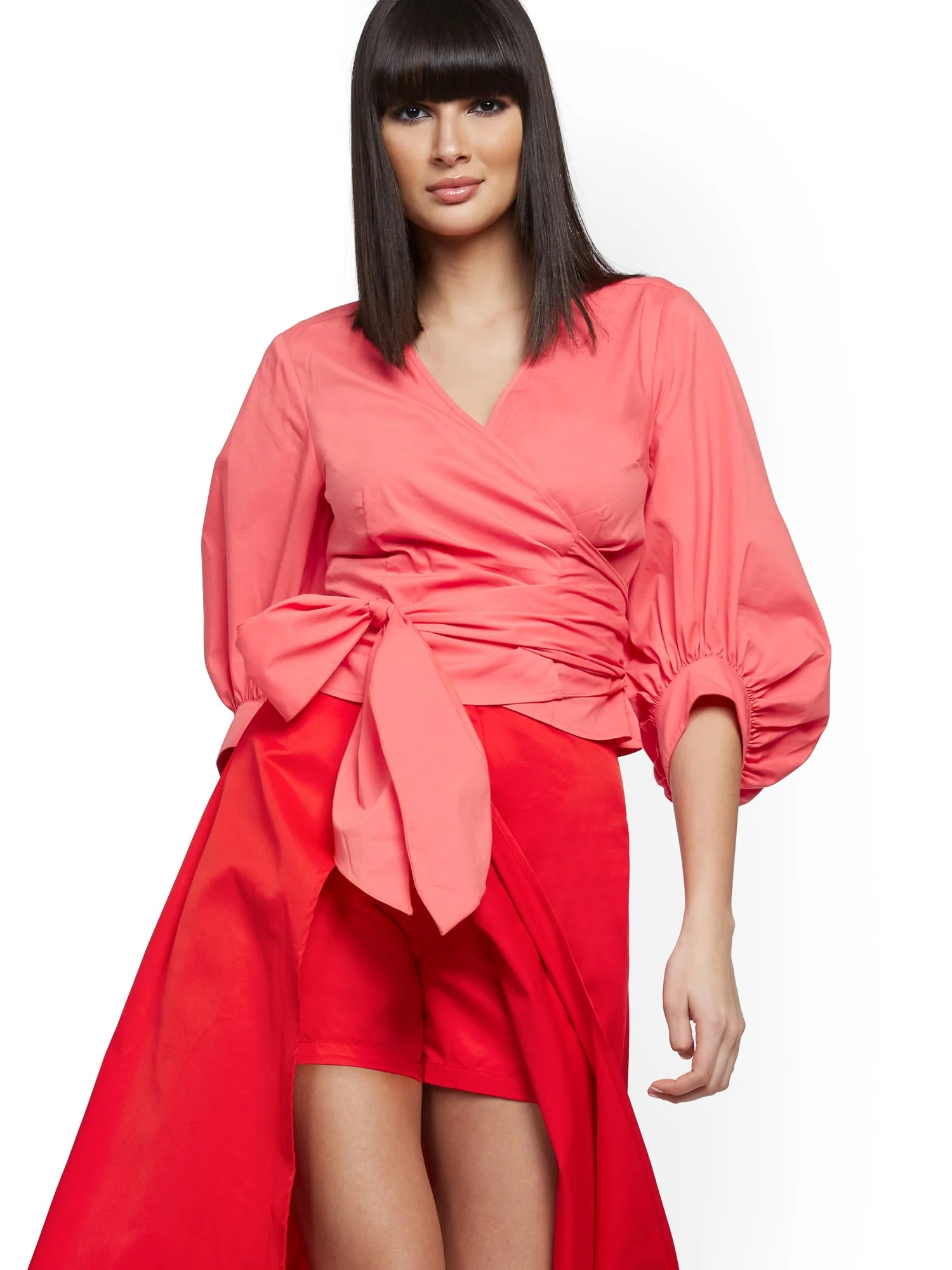 Petite Poplin Wrap Blouse - Image 6