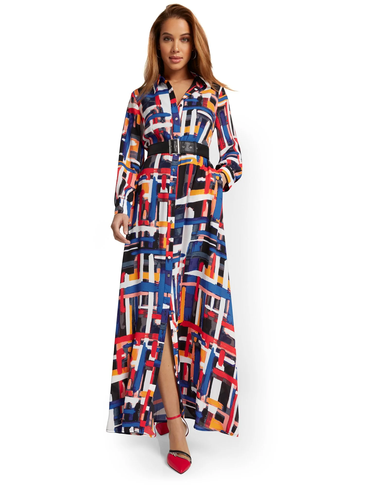 Petite Printed Maxi Shirtdress - Image 2