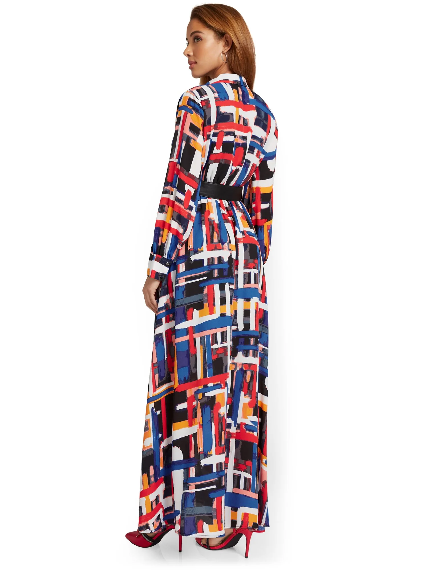 Petite Printed Maxi Shirtdress - Image 3