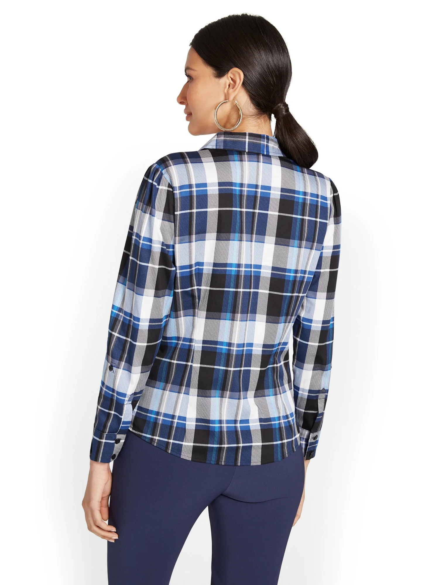 Petite Puff-Sleeve Madison Shirt - Plaid - Image 3