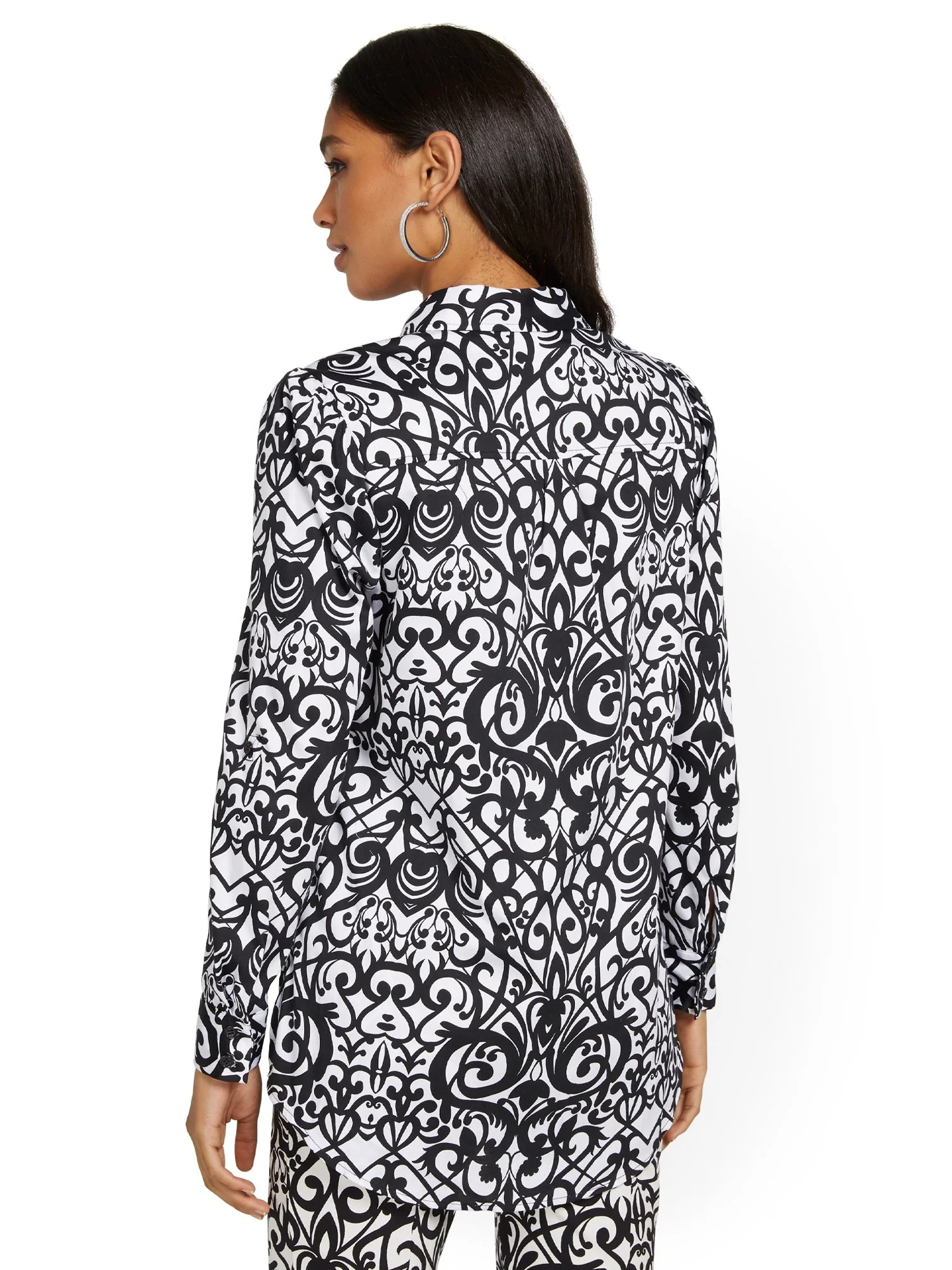 Petite Puff-Sleeve Madison Tunic Shirt - Jacquard - Image 3