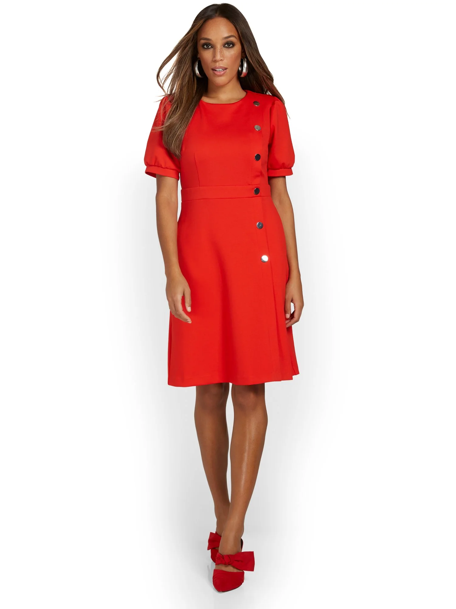 Petite Puff-Sleeve Sheath Dress - Superflex - Image 8