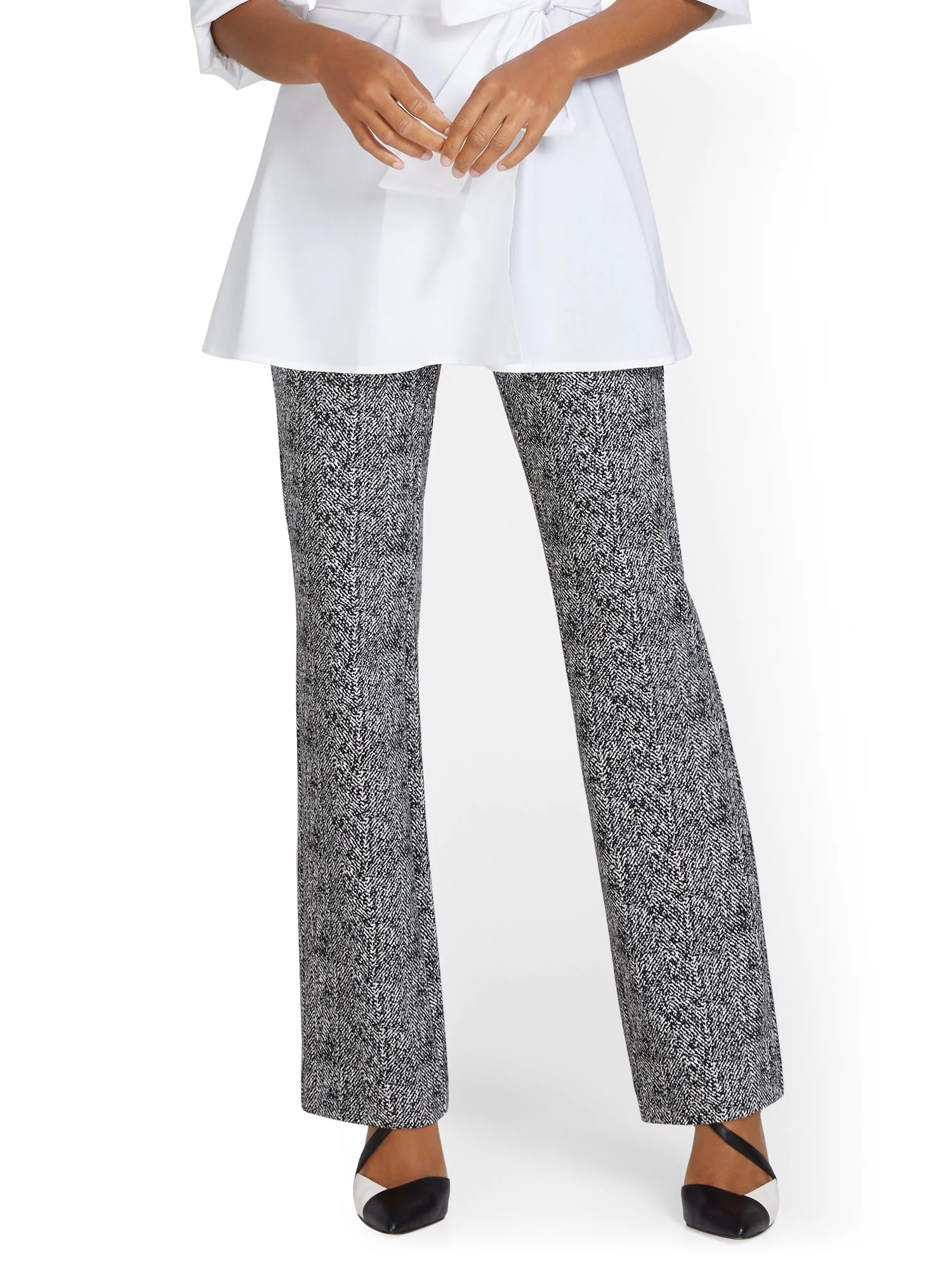 Petite Pull-On Crosshatch Bootcut Ponte Pant - Superflex