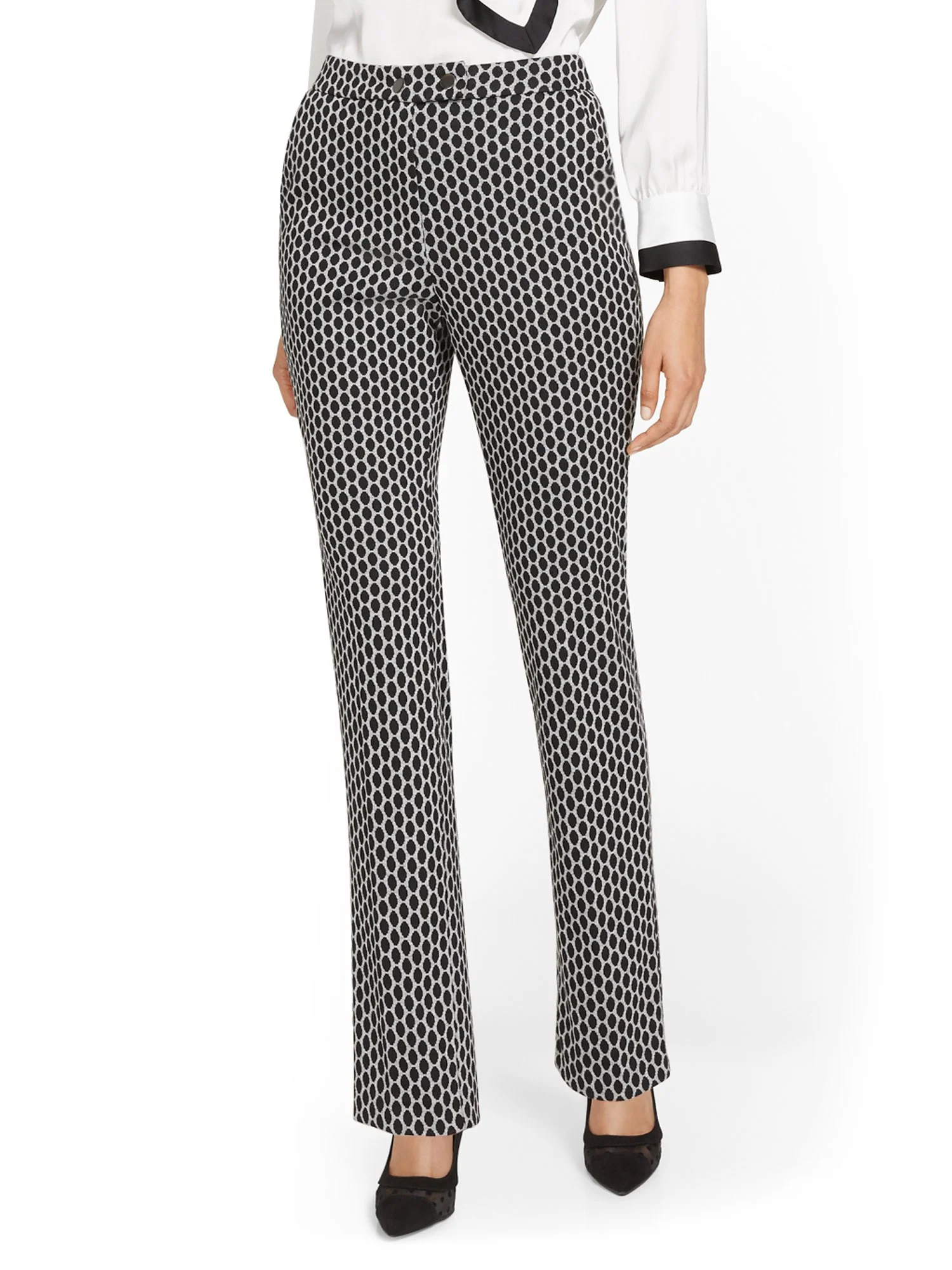 Petite Pull-On Dot-Print Slim-Leg Ponte Pant - Superflex - Image 2
