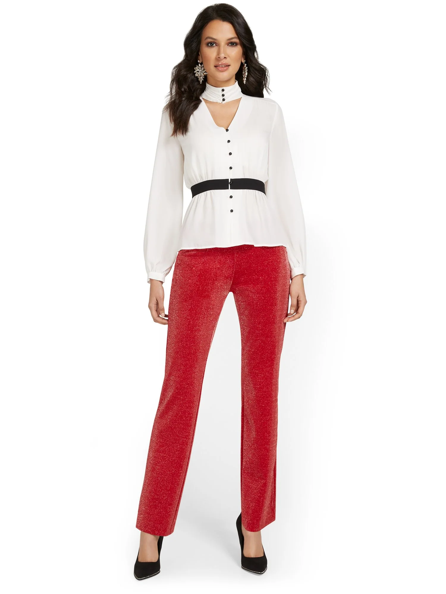 Petite Pull-On Glitter Straight-Leg Ponte Pant - Superflex - Image 4