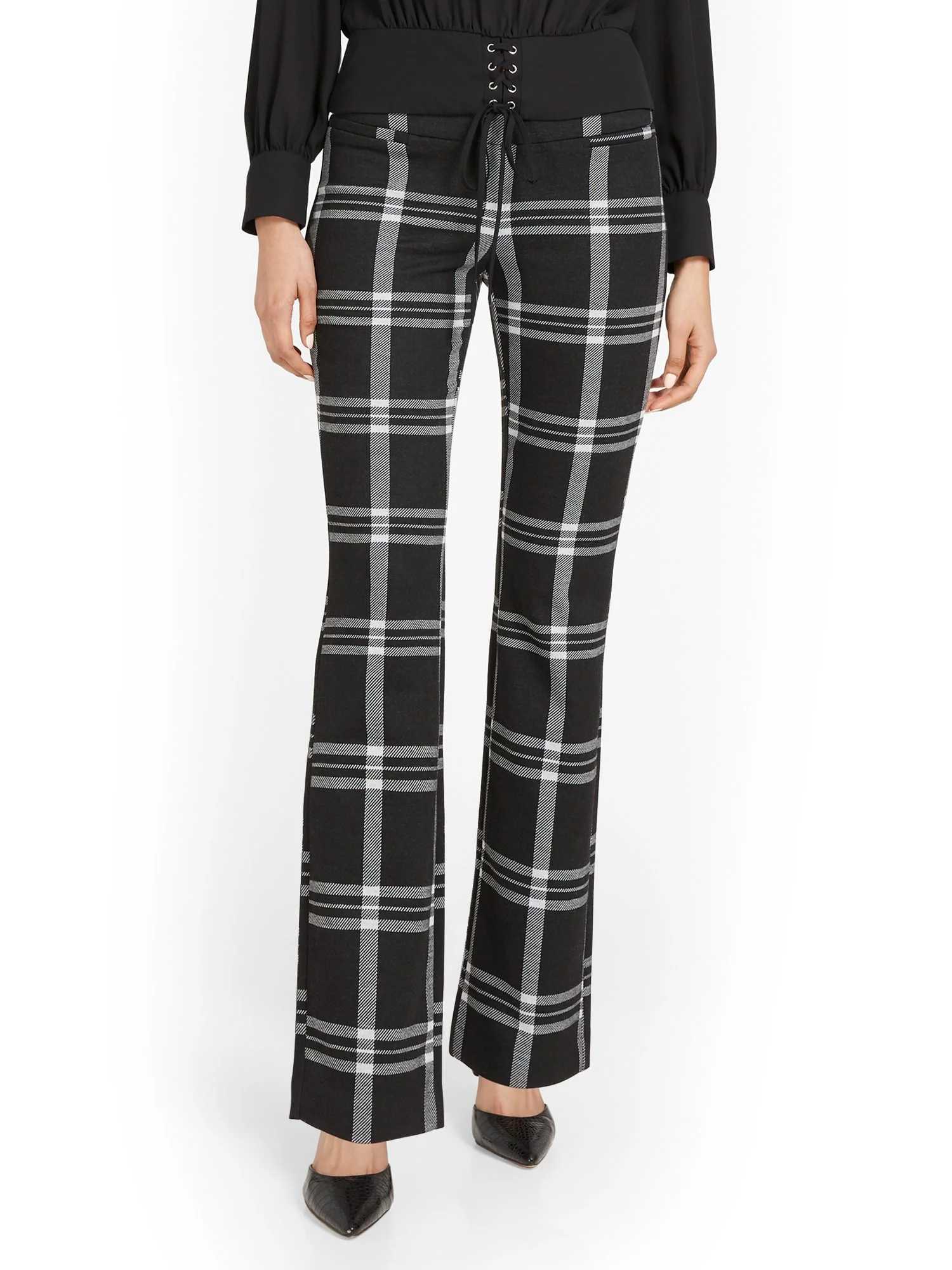 Petite Pull-On Plaid Bootcut Ponte Pant - Superflex - Image 7