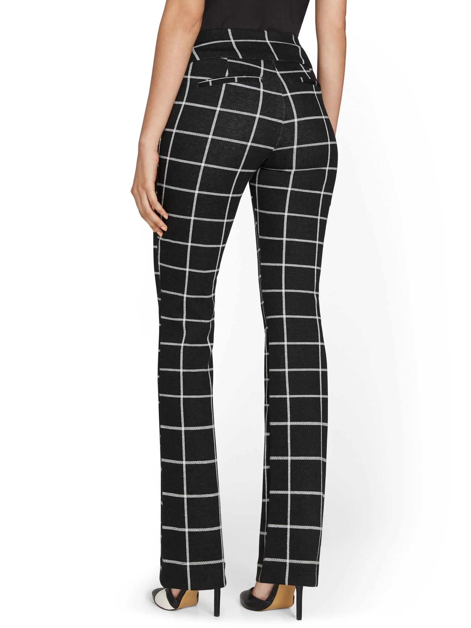 Petite Pull-On Windowpane-Print Ponte Bootcut Pant - Superflex - Image 3