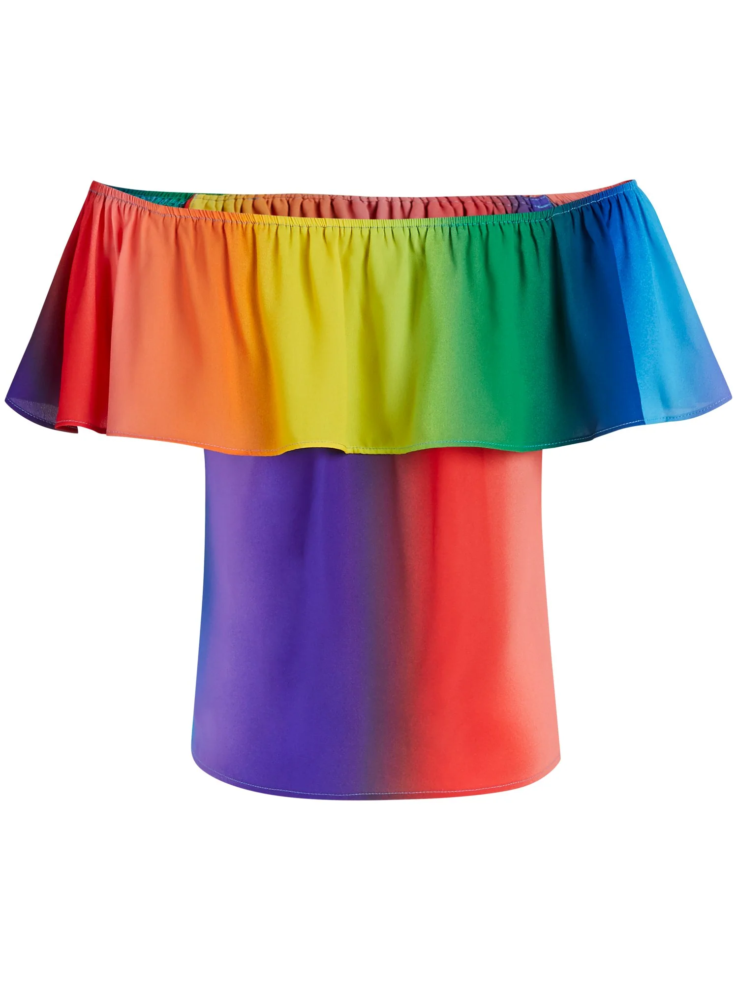 Petite Rainbow Flounced Off-The-Shoulder Top - 7th Avenue - Image 3