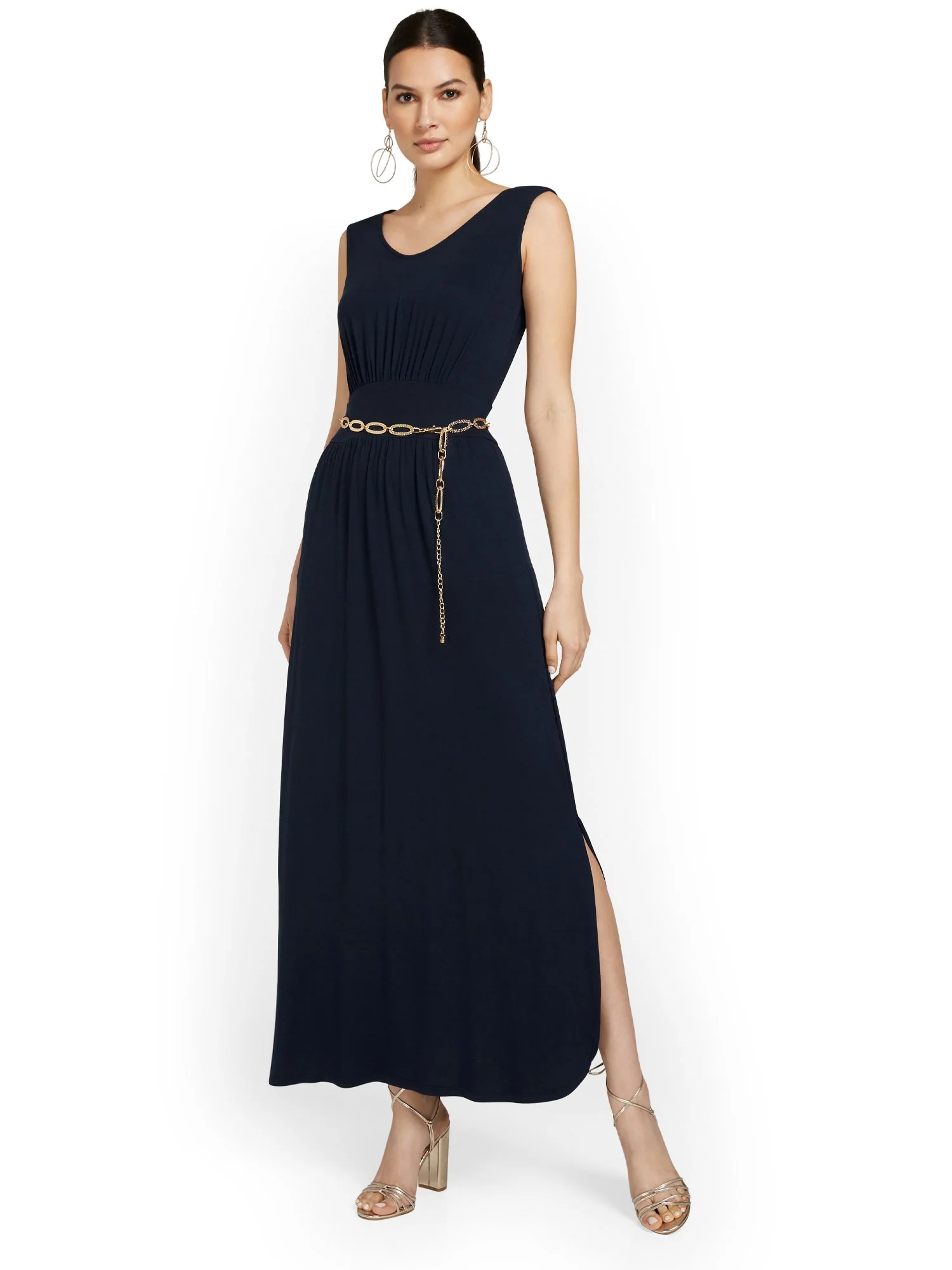 Petite Ruched Side-Slit Maxi Dress - Image 4