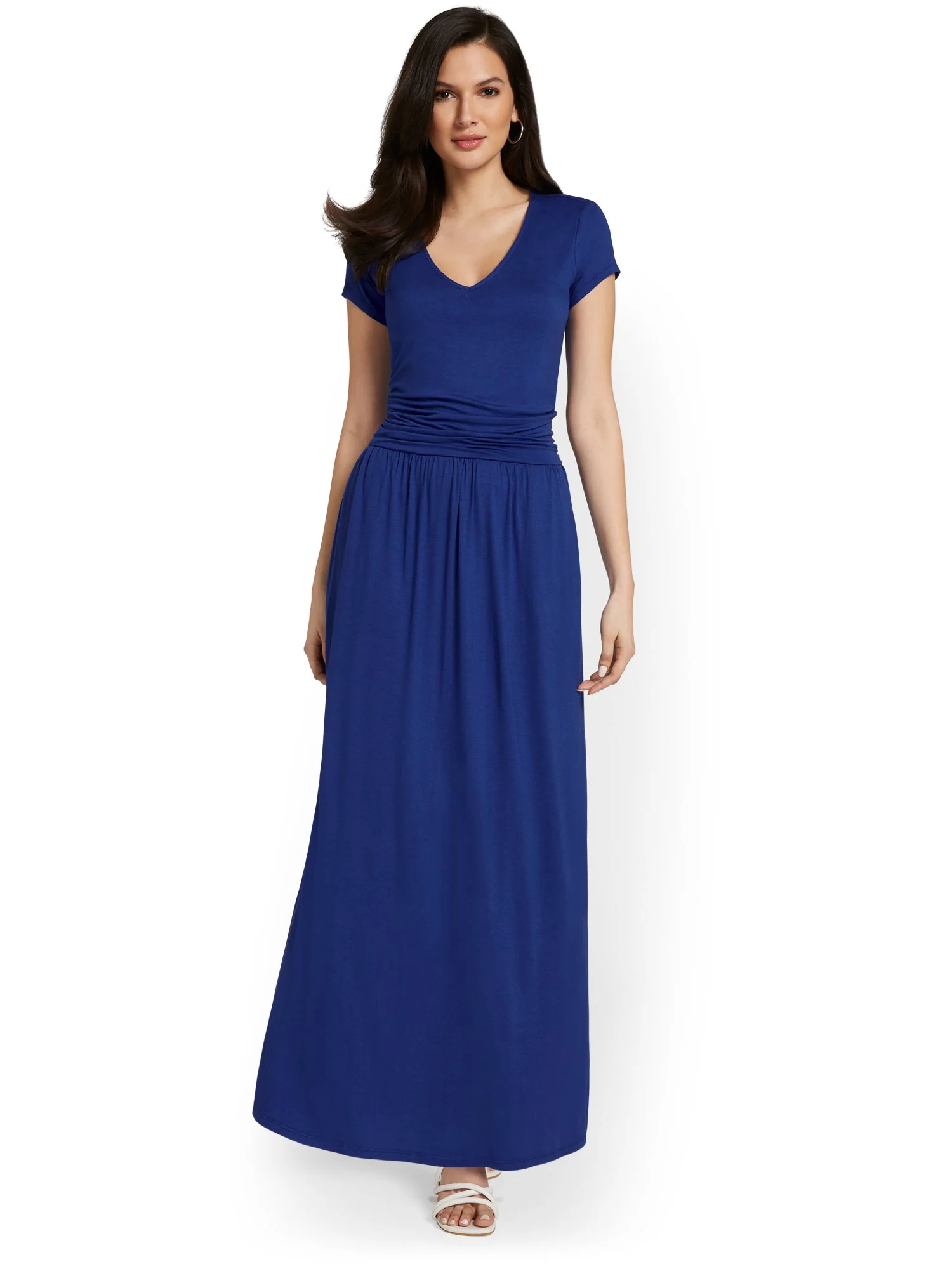 Petite Ruched V-Neck Maxi Dress - Image 14