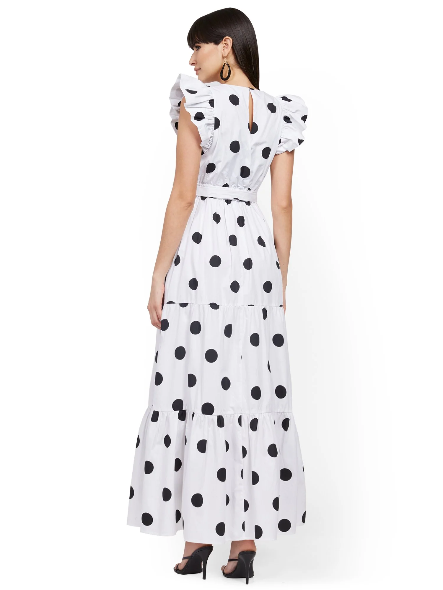 Petite Ruffle-Sleeve Poplin Maxi Dress - Image 3