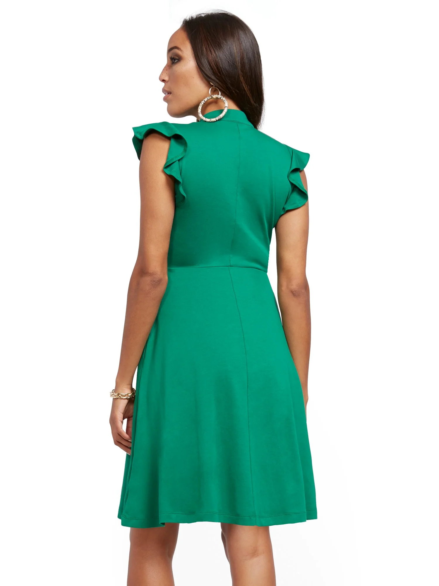 Petite Ruffled Cotton Fit and Flare Dress - Image 15