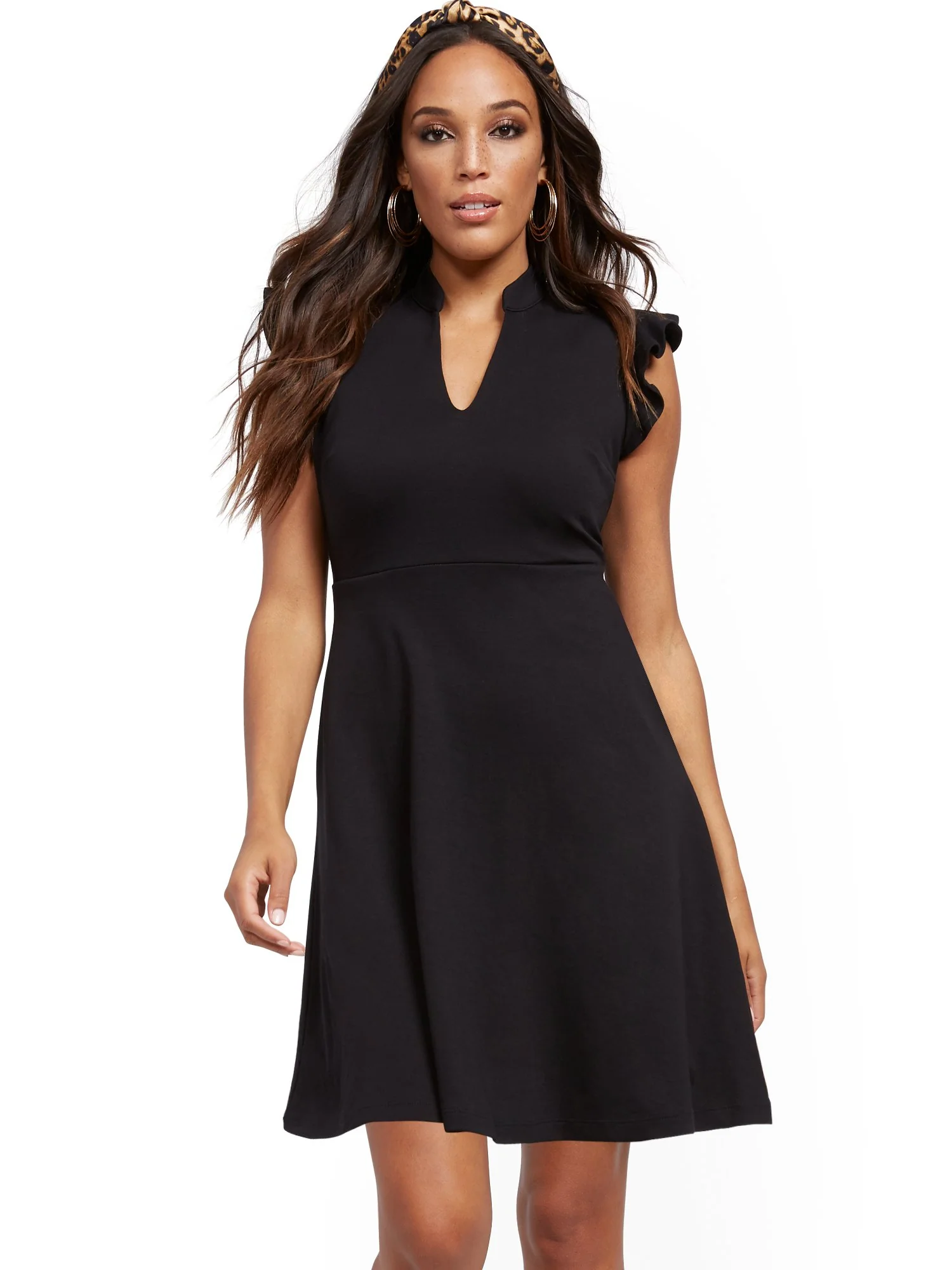 Petite Ruffled Cotton Fit and Flare Dress - Image 2