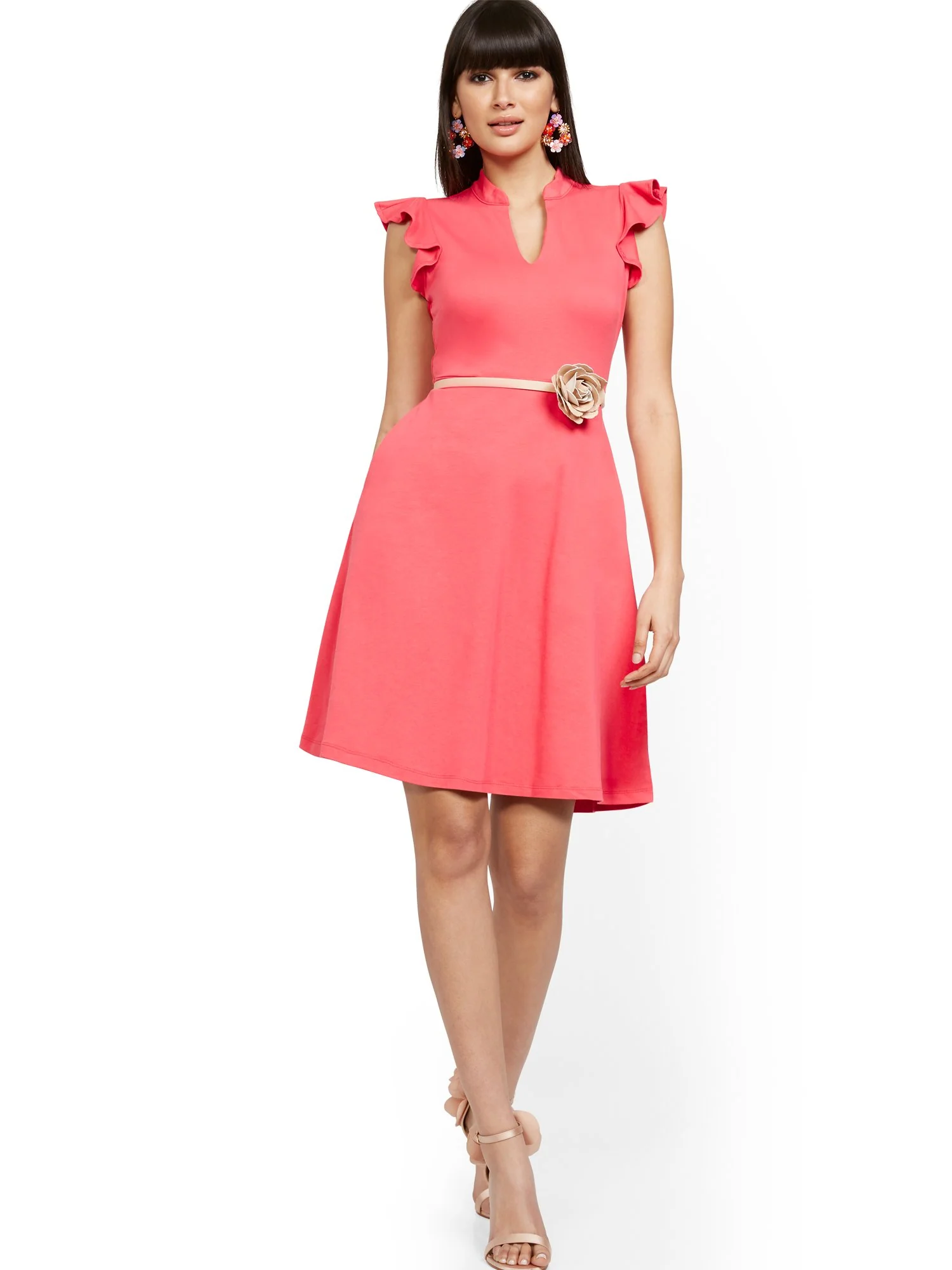 Petite Ruffled Cotton Fit and Flare Dress - Image 27