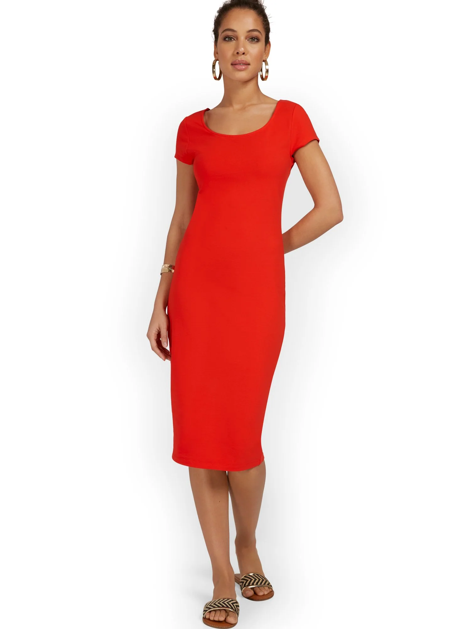 Petite Scoopneck Cap-Sleeve Midi Dress - Everyday Collection - Image 5