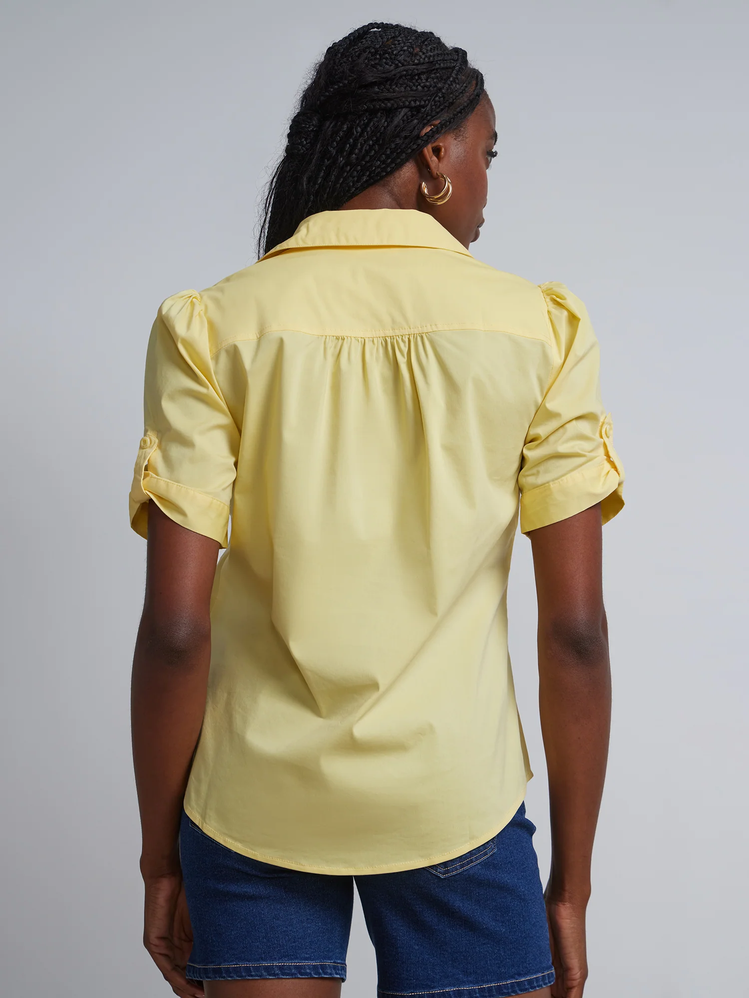Petite Short-Sleeve Button-Front Secret Snap - NY&C Madison Shirt® - Image 12