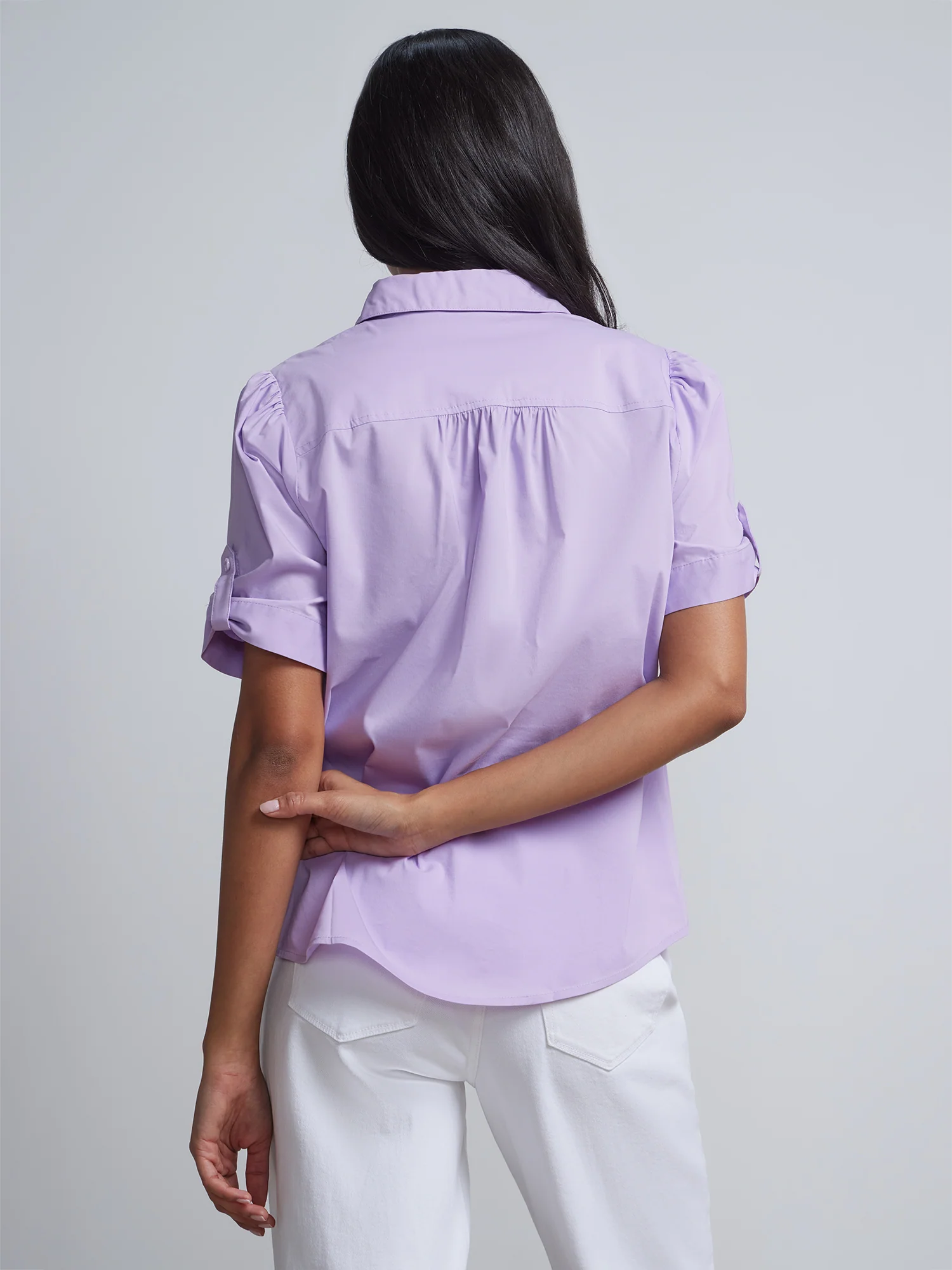 Petite Short-Sleeve Button-Front Secret Snap - NY&C Madison Shirt® - Image 20