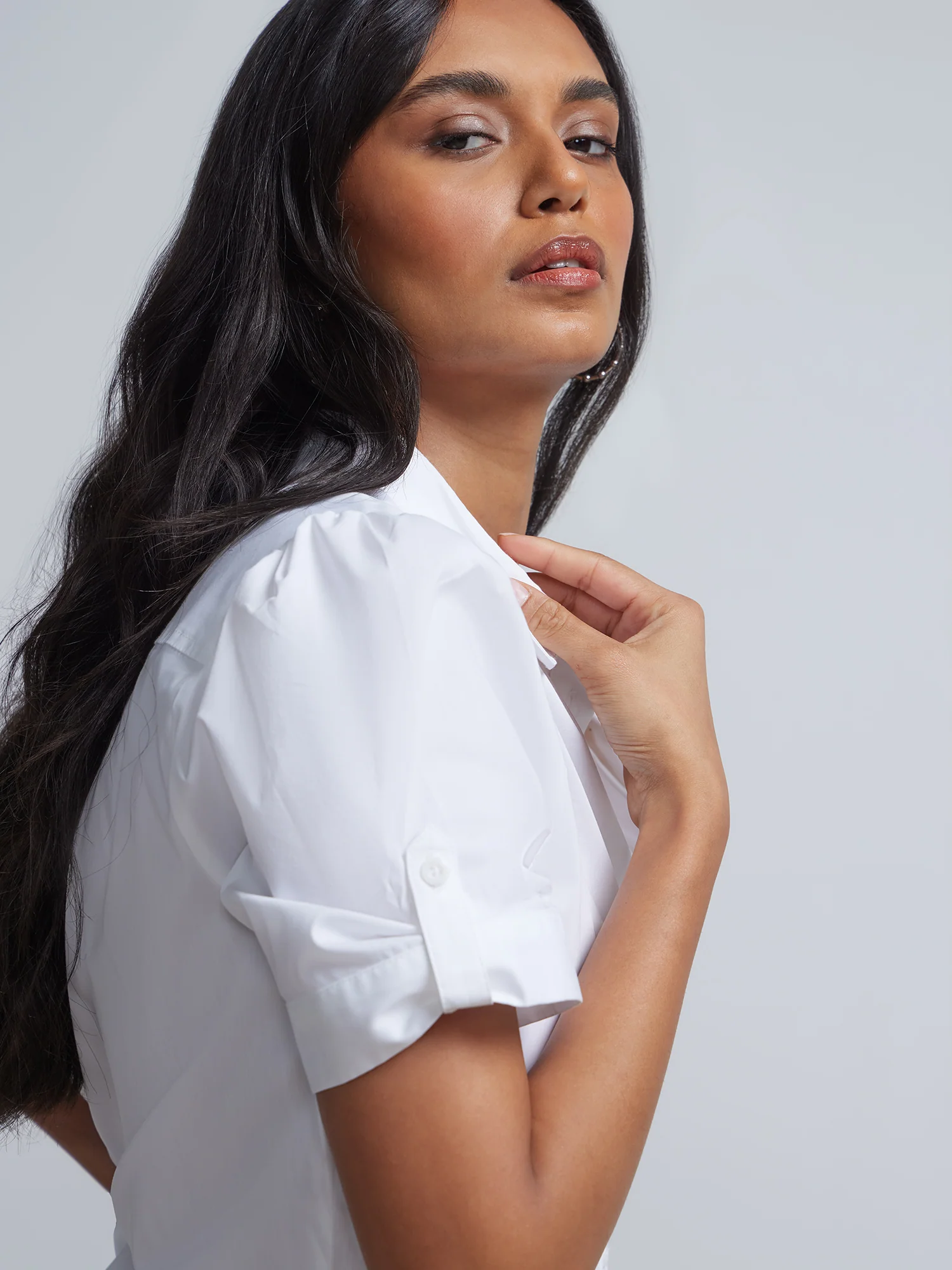 Petite Short-Sleeve Button-Front Secret Snap - NY&C Madison Shirt® - Image 8