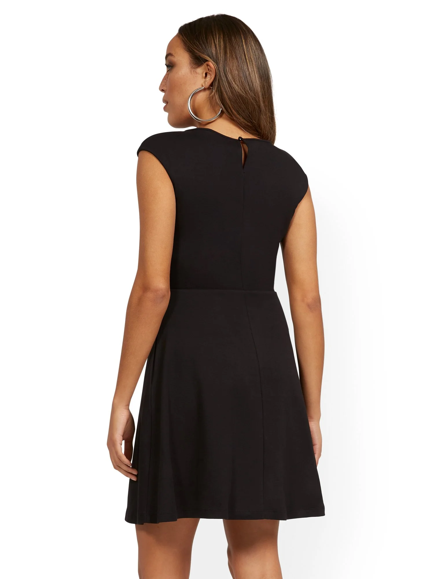 Petite Side-Button Flare Dress - City Knits - Image 3