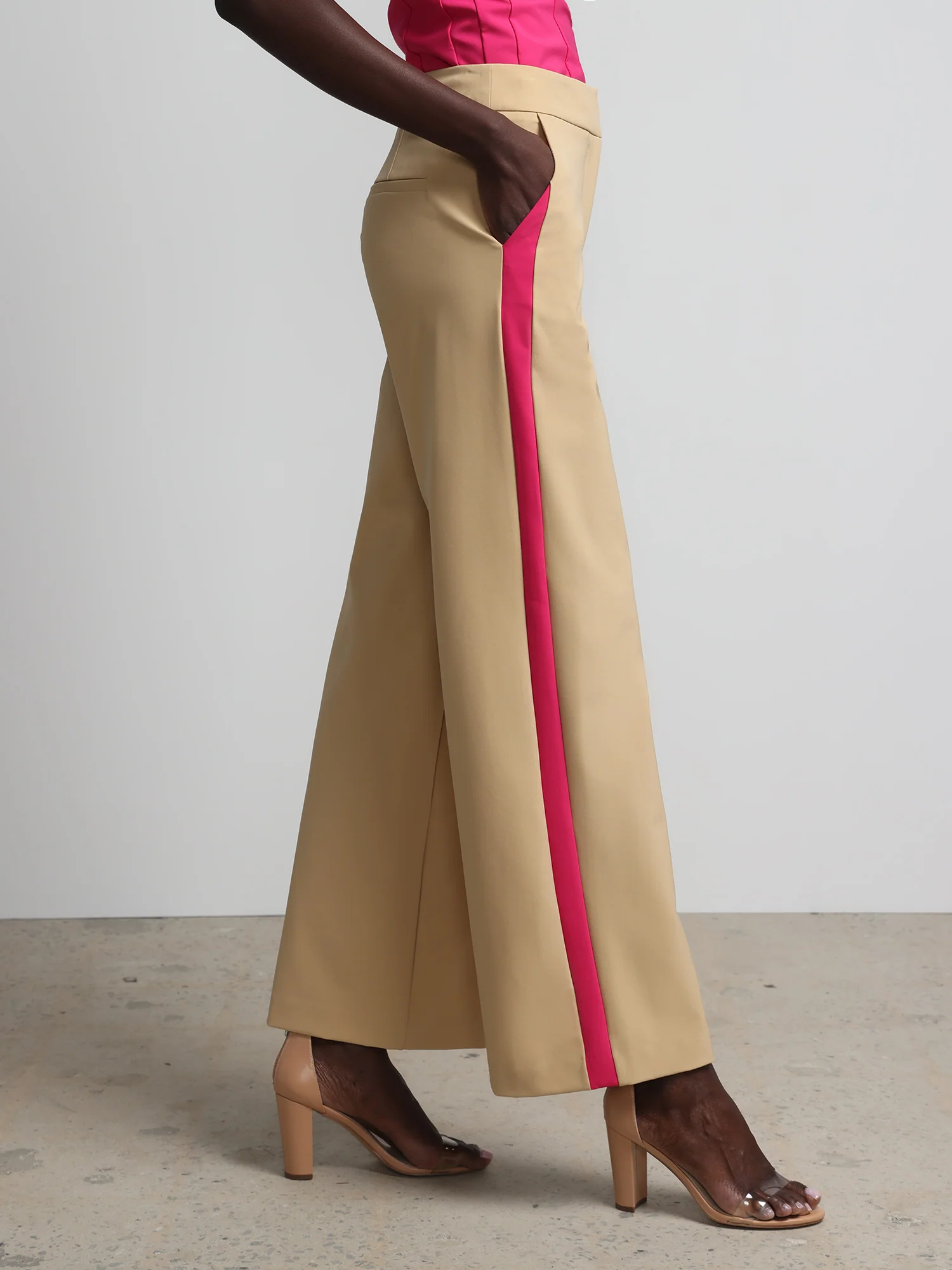 Petite Side-Piped Wide-Leg Pant