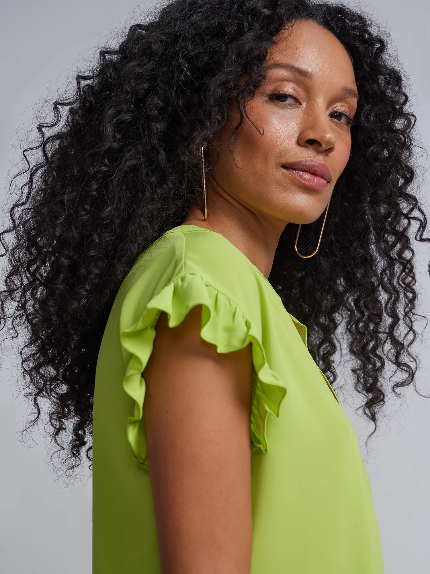 Petite Split-Neck Ruffle-Sleeve Blouse - Image 14