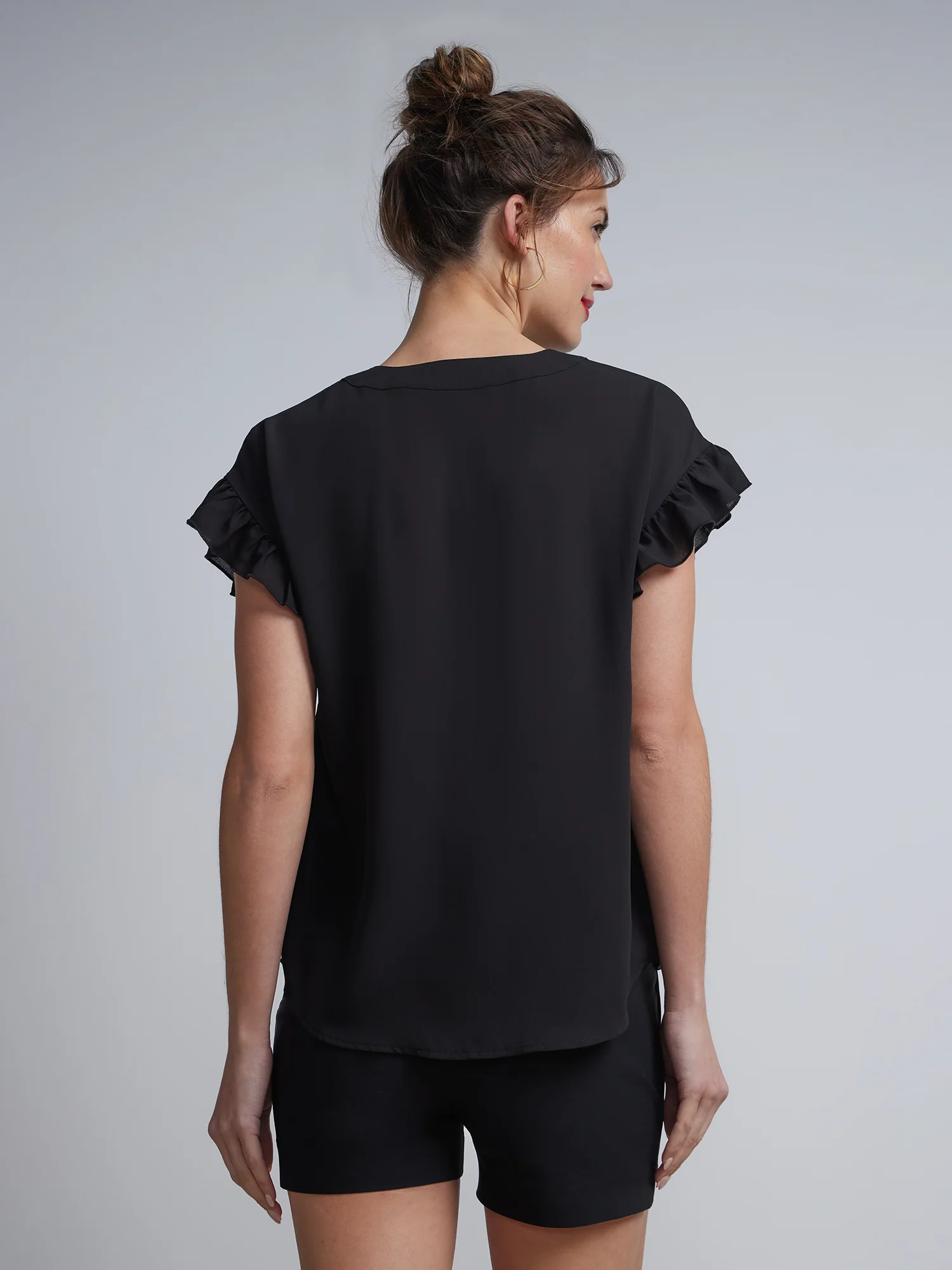 Petite Split-Neck Ruffle-Sleeve Blouse - Image 3