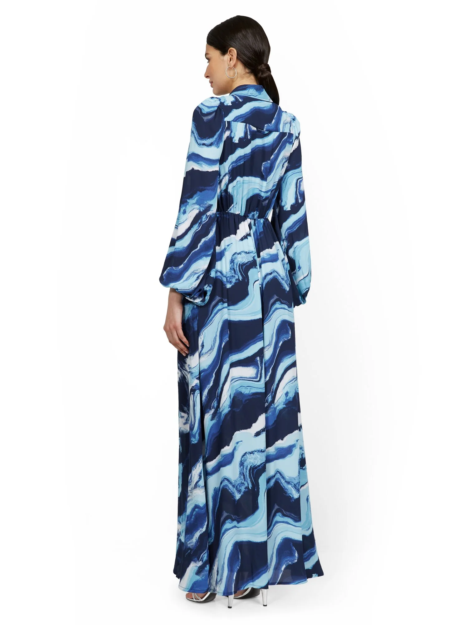 Petite Statement-Sleeve Twist-Front Maxi Shirtdress - Image 3